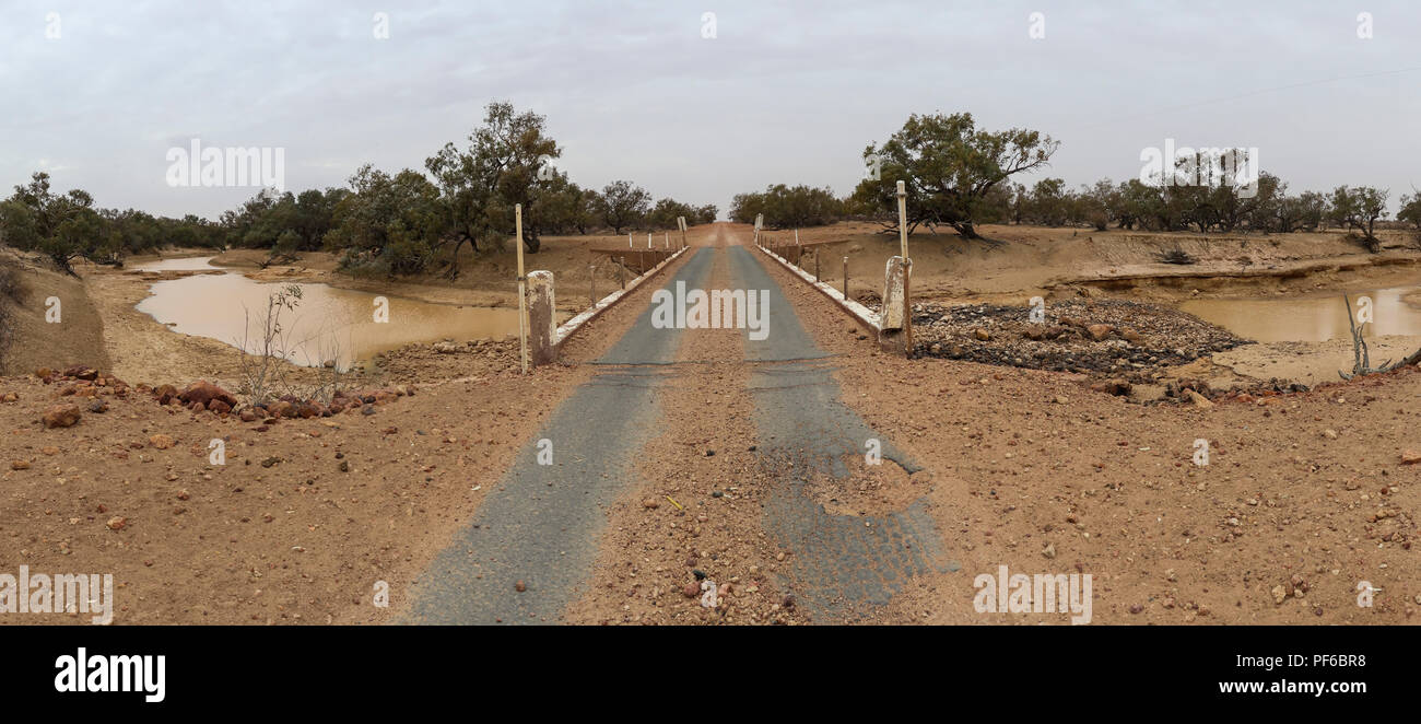 Typical one lane bridge over a river in outback Queensland, Australia Stock Photo