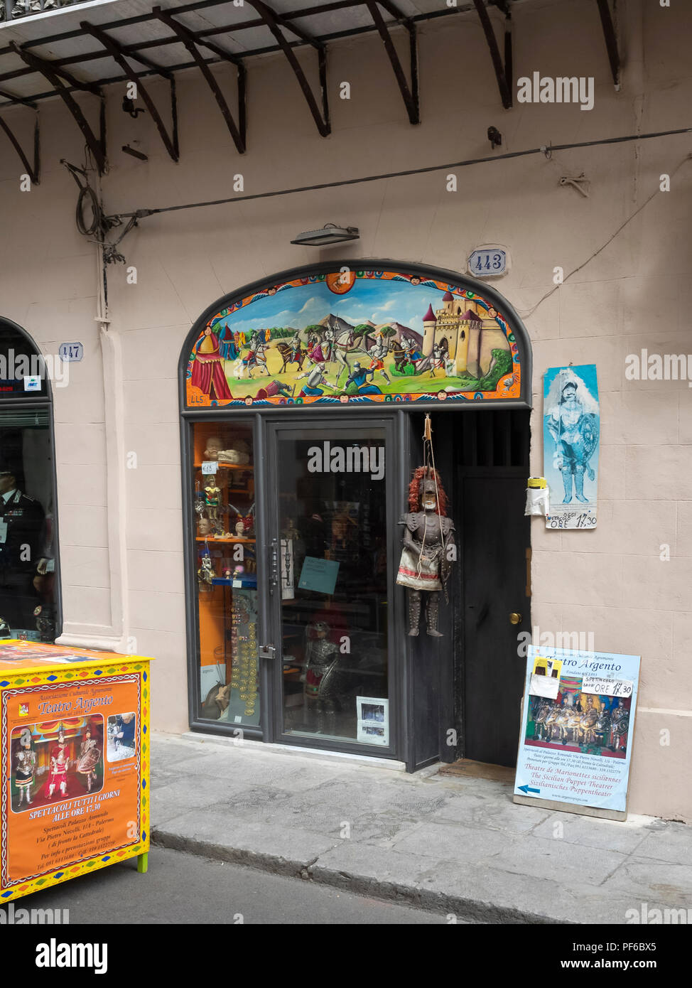 PALERMO, SICILY: Entrance to the Teatro Argento, a Sicilian Puppet Theatre  Stock Photo - Alamy