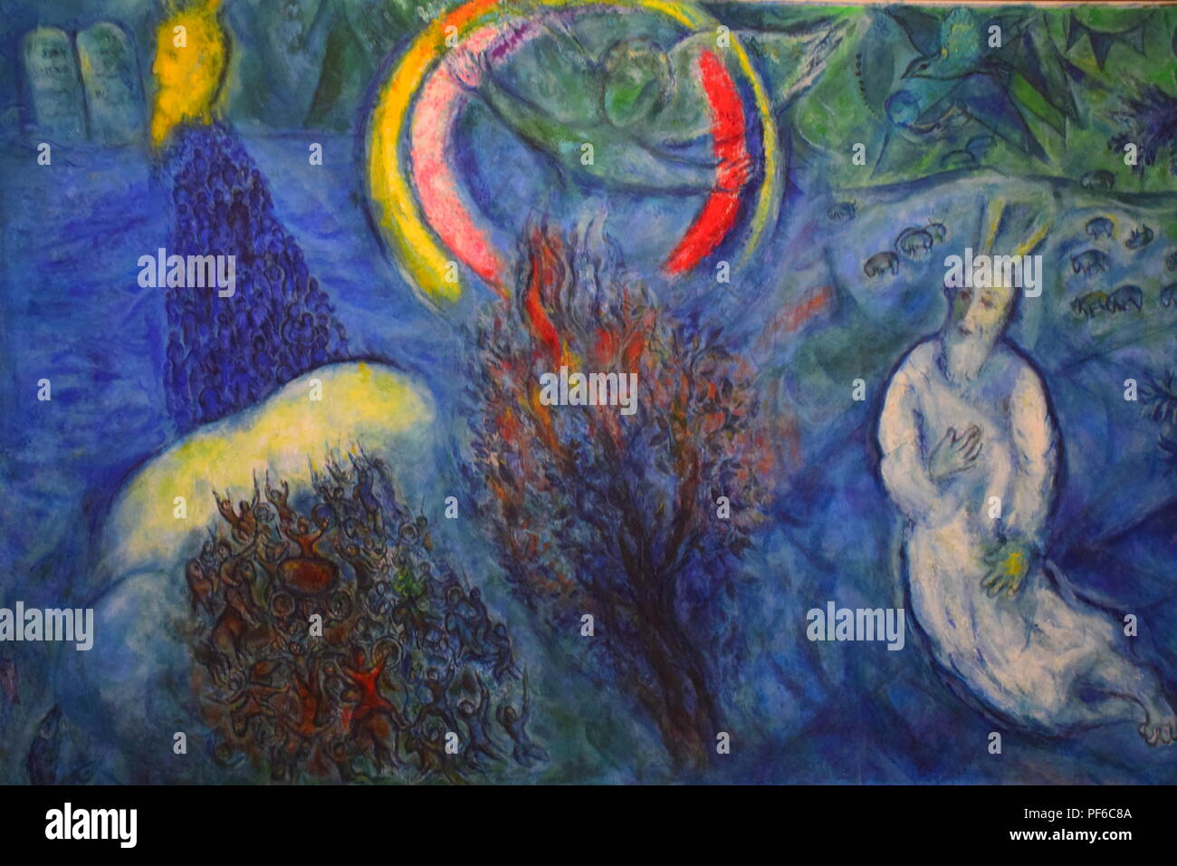 Moses with the Burning Bush, a painting by Marc Chagall at the Chagall Museum in Nice, France Stock Photo