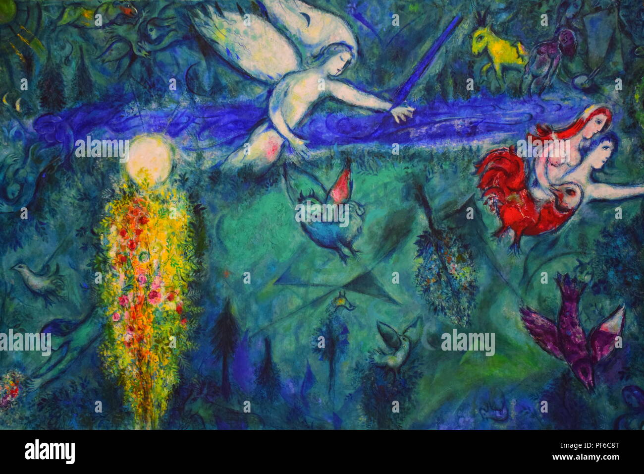 Adam and Eve Expelled from Paradise, a painting by Chagall in the Chagall Museum in Nice, France Stock Photo