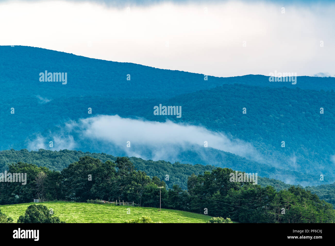 A view of mountain tops in the mountains of western Virginia --Appalachian Mountains near Shenandoah National Park Stock Photo