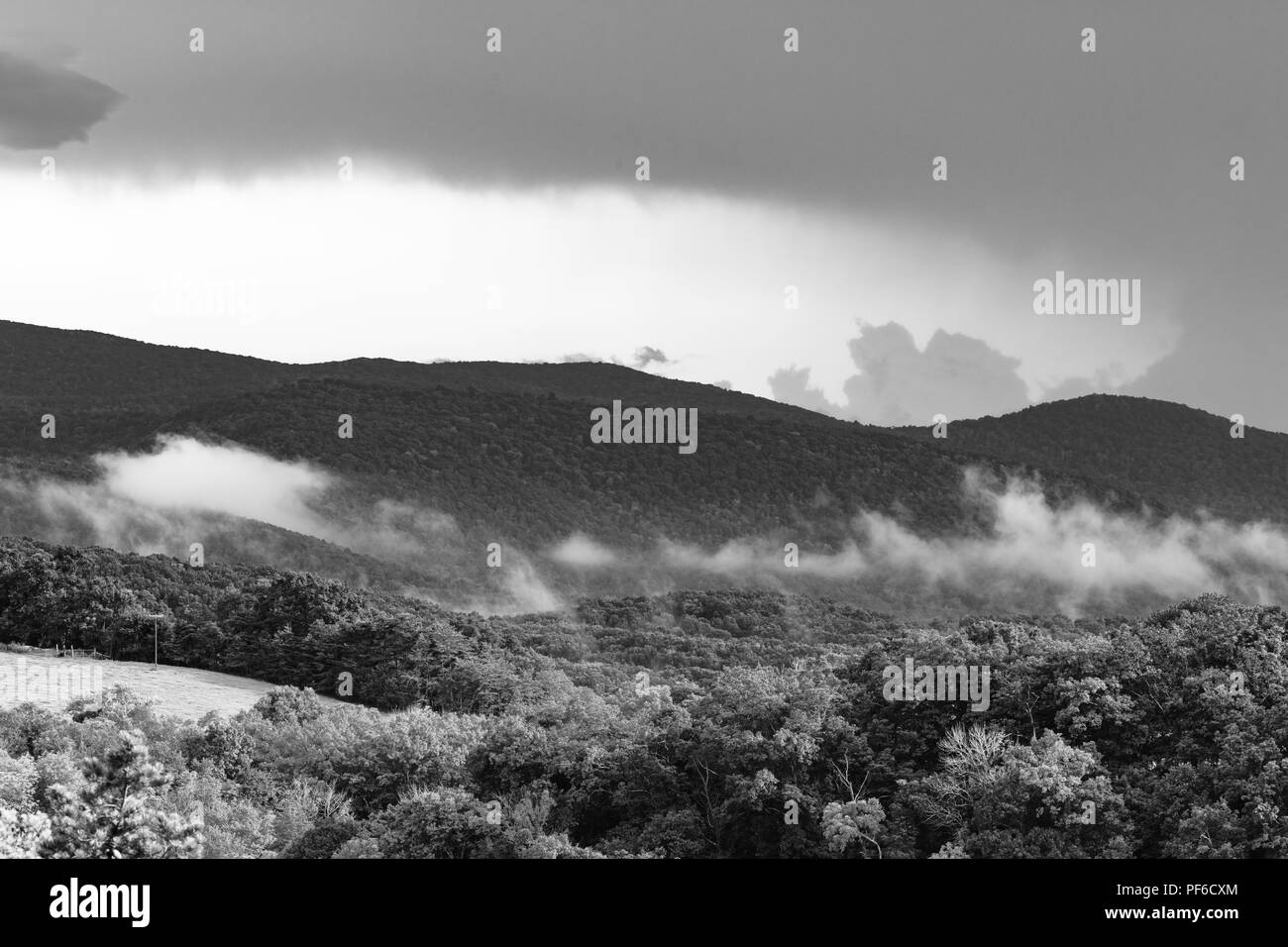 A view of mountain tops in the mountains of western Virginia --Appalachian Mountains near Shenandoah National Park Stock Photo