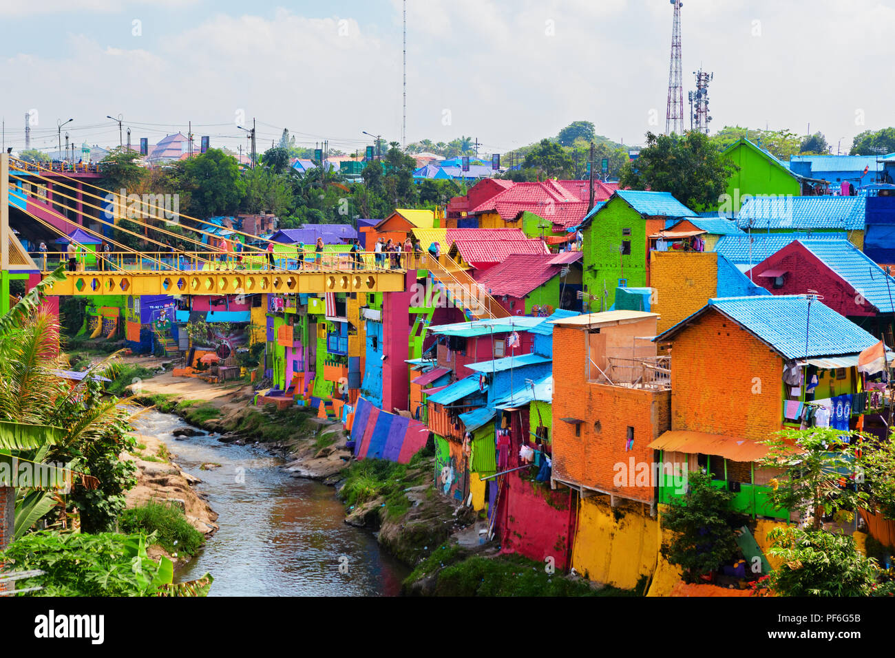 Malang, Indonesia - July 12, 2018: Jodipan village with painted