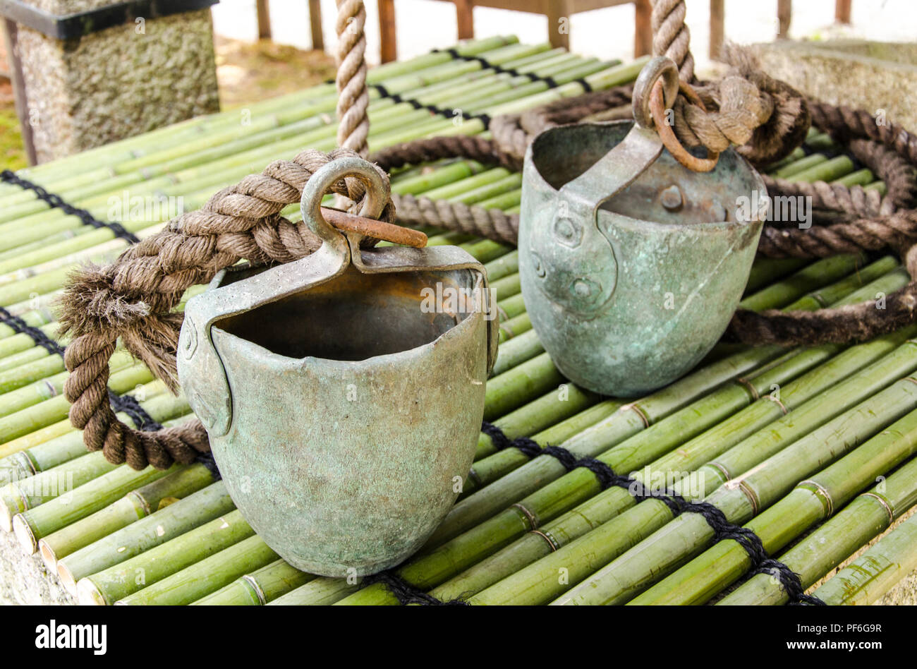 water at the well in japanese shrine, Asia Stock Photo Alamy