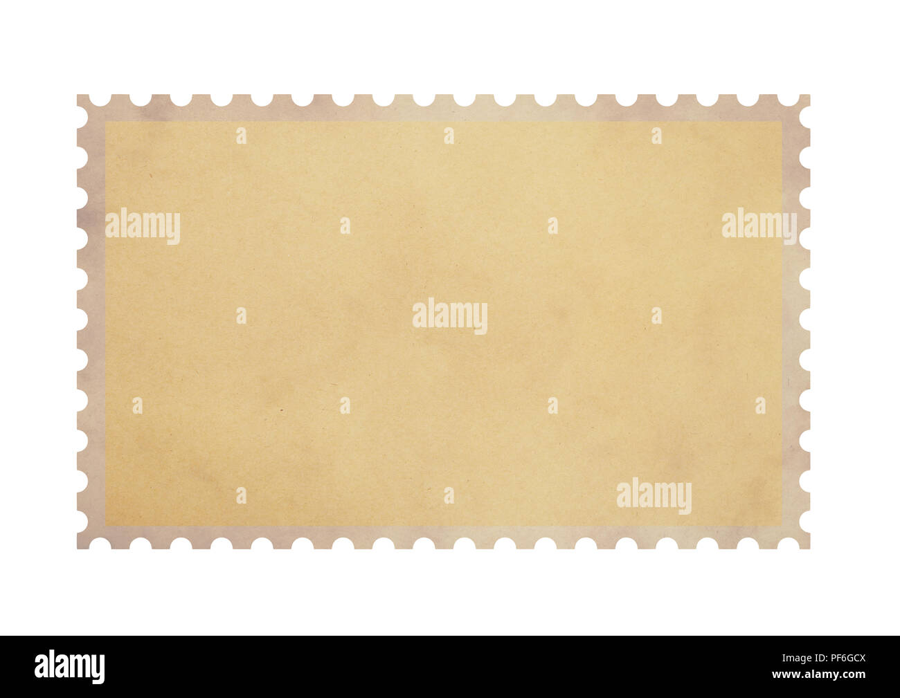 Old retro grunge style blank brown parchment paper postage stamp