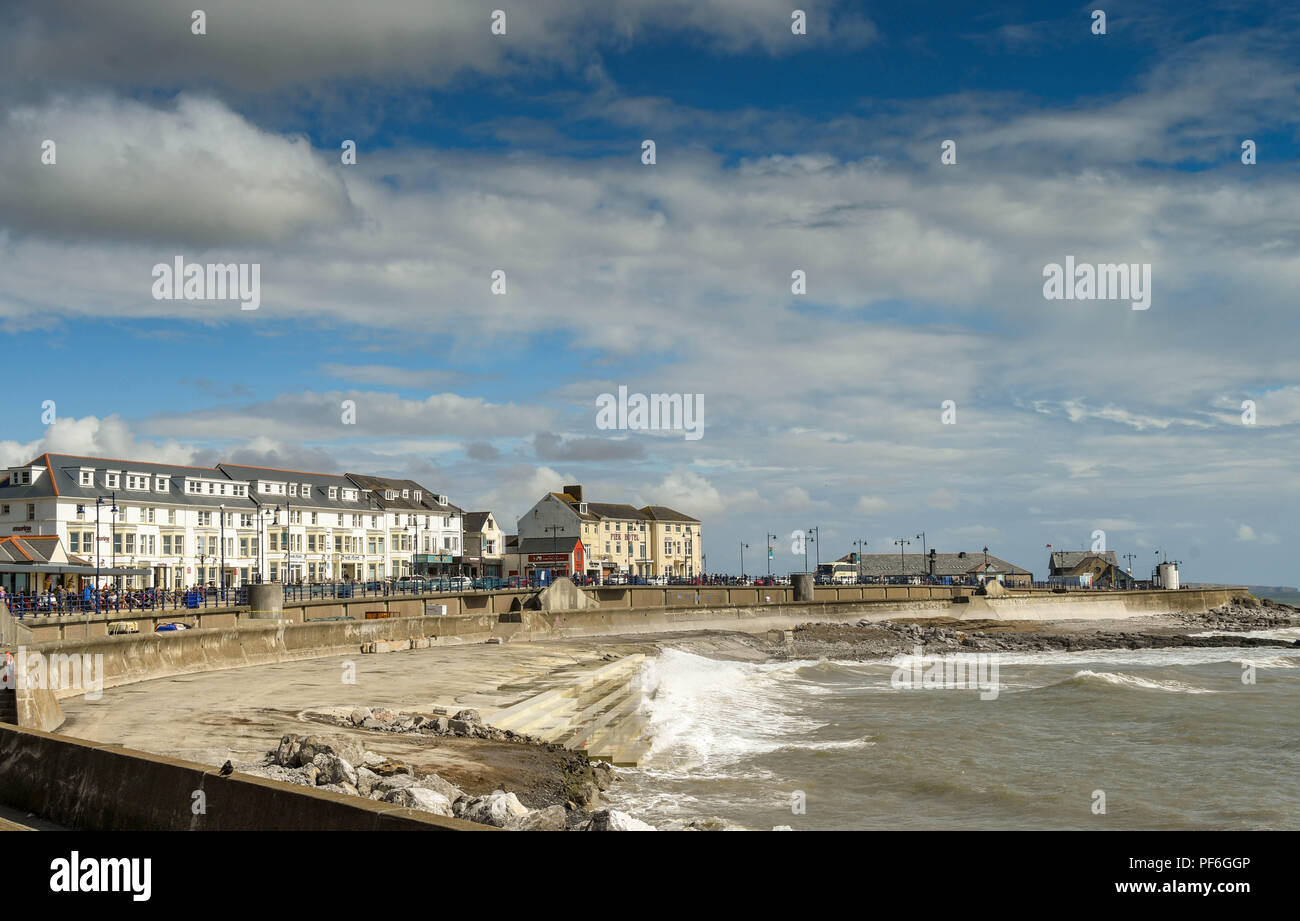 Wide angle view of the seafront at Porthcawl, South Wales. Stock Photo