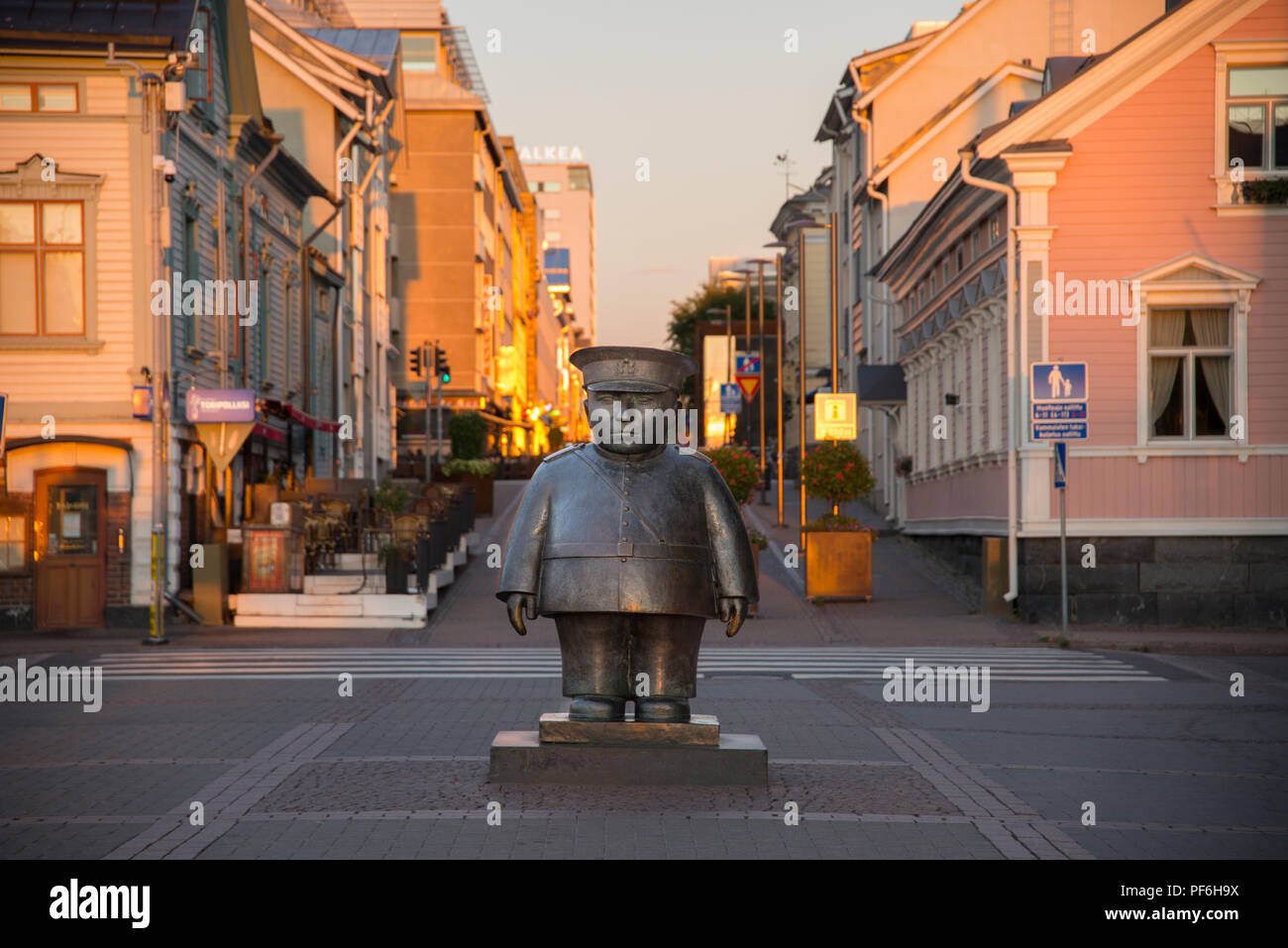 The Bobby at the Market Place (Toripoliisi), Oulu, Finland Stock Photo
