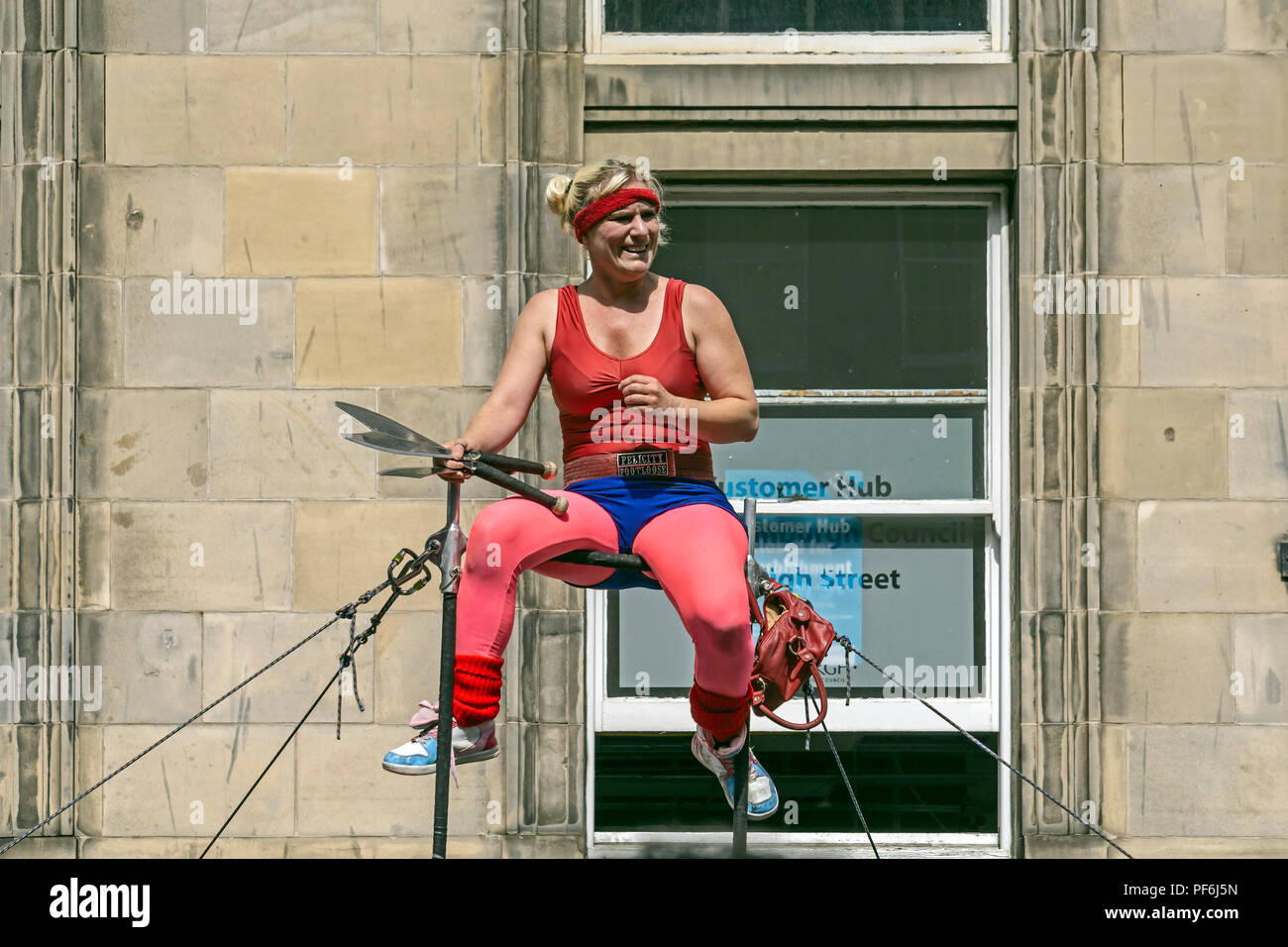 Street Performer Performing At The Edinburgh Festival Fringe 2017 In The High Street Part Of The 