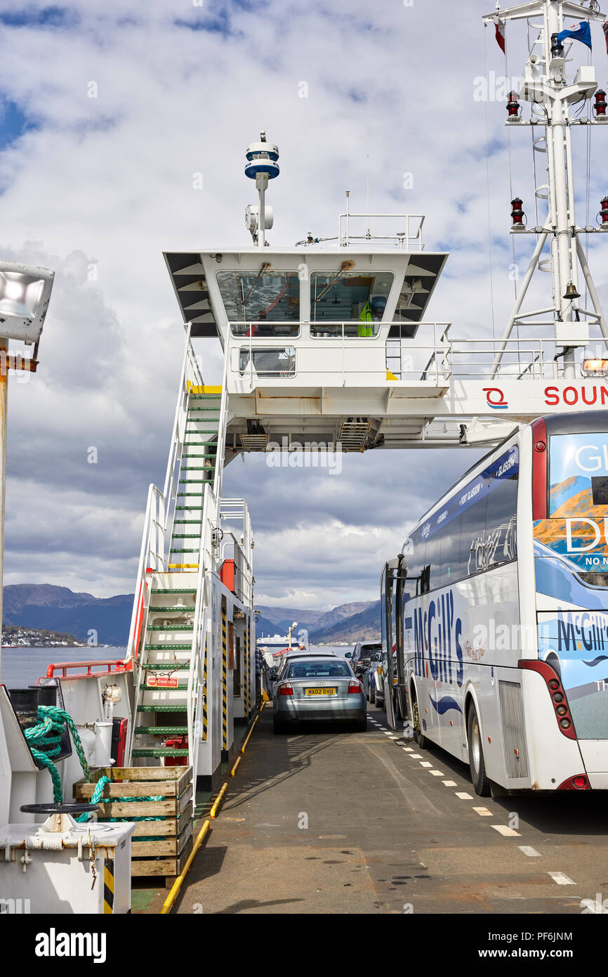 Sound of Shuna ferry sails to Dunoon from Gourock  in the Highlands. Stock Photo