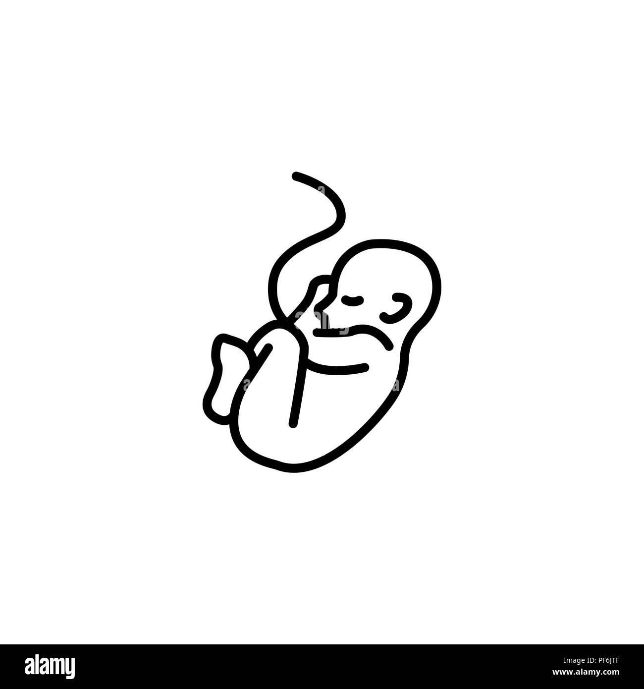 Web line icon. Embryo, baby symbol black on white background Stock Vector