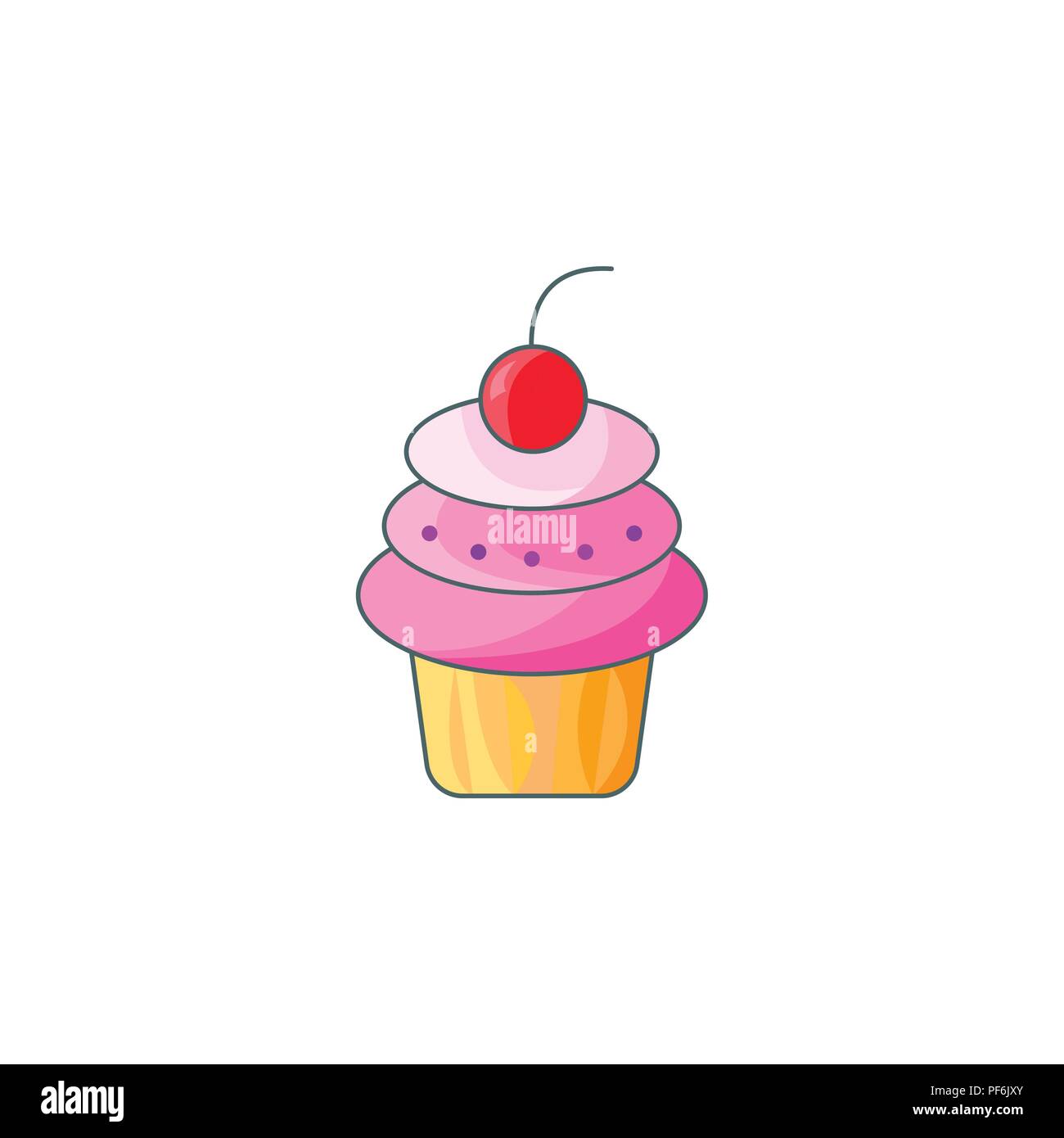 Color vector illustration. Cake with cherry. Cake icon Stock Vector ...
