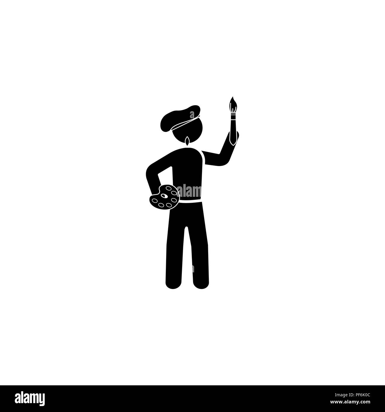 Painter icon artist icon black on white background Stock Vector