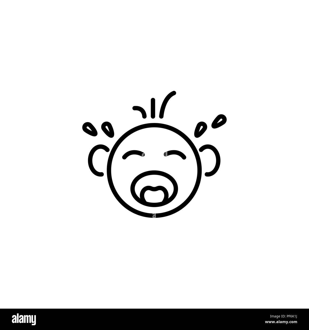 Web line icon. Crying Baby black on white background Stock Vector