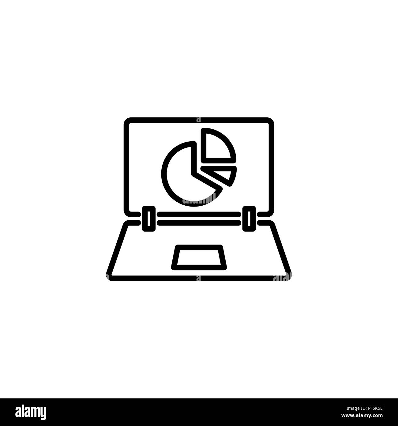 Web line icon. Laptop and pie-chart black on white background Stock ...