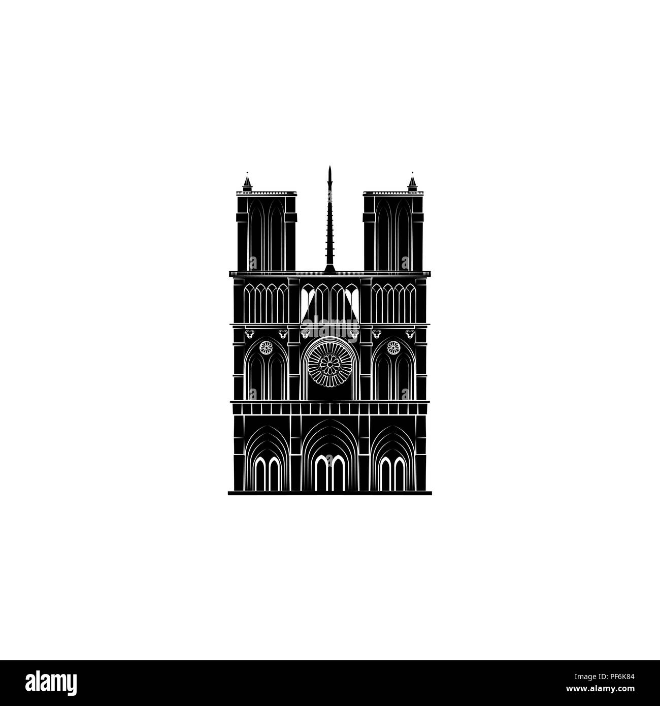 Notre Dame Cathedral Black On White Background Stock Vector Image And Art Alamy 6679