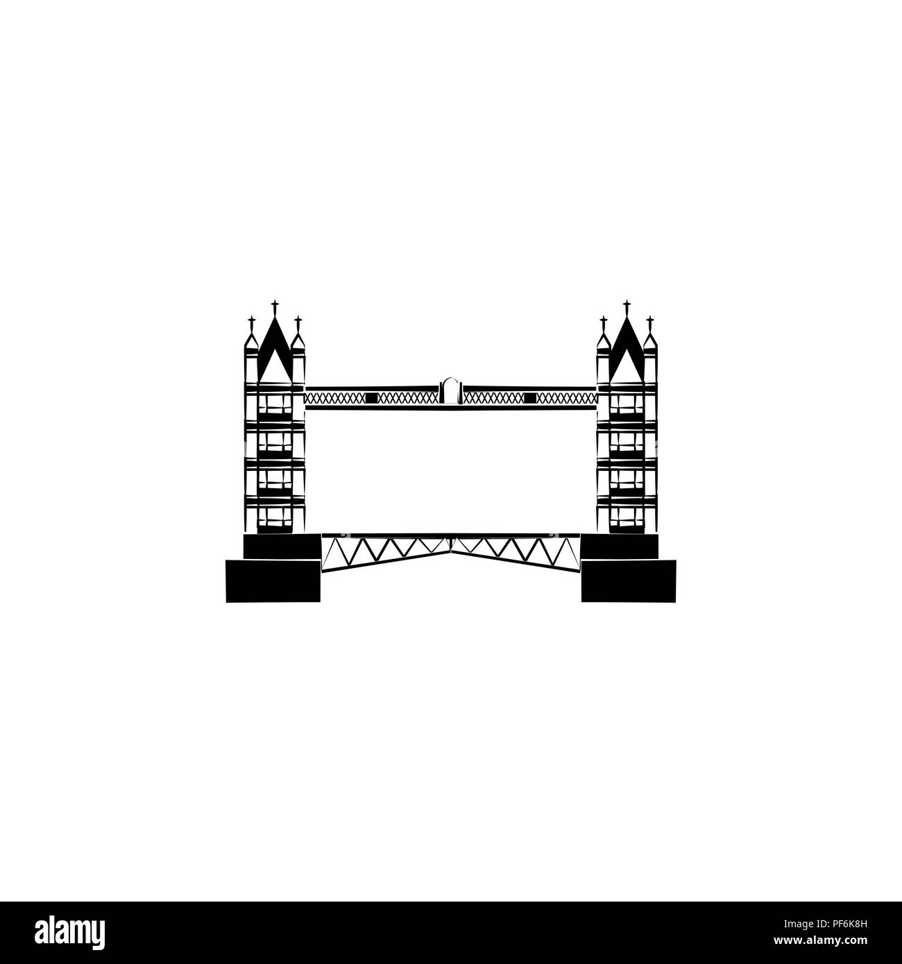 Tower Bridge. London Bridge black on white background Stock Vector