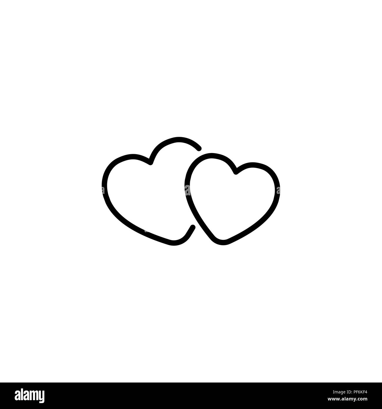Web line icon. Two hearts. black on white background Stock Vector Image \u0026  Art - Alamy, image size:1300x1390