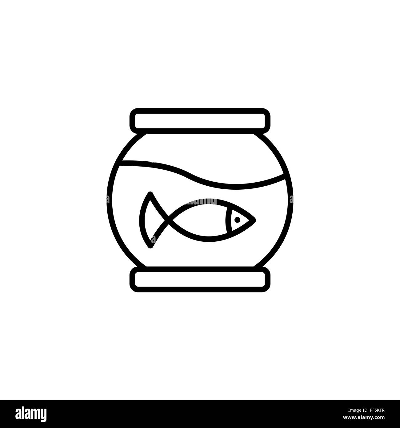 Web line icon. Aquarium. black on white background Stock Vector