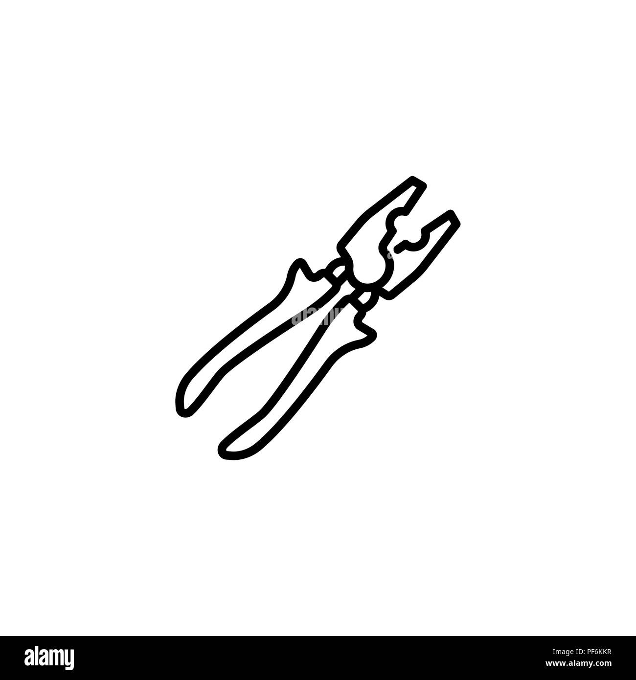 Web line icon. Pliers black on white background Stock Vector