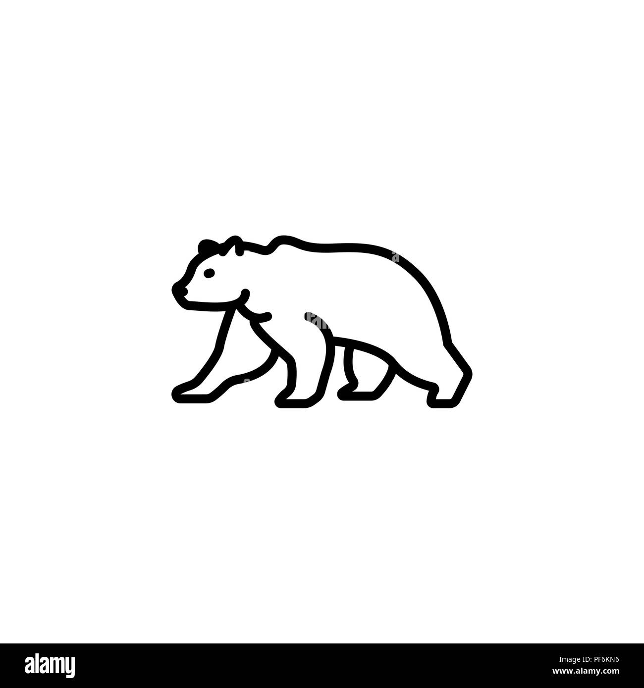 Web line icon. Bear; wild animals black on white background Stock