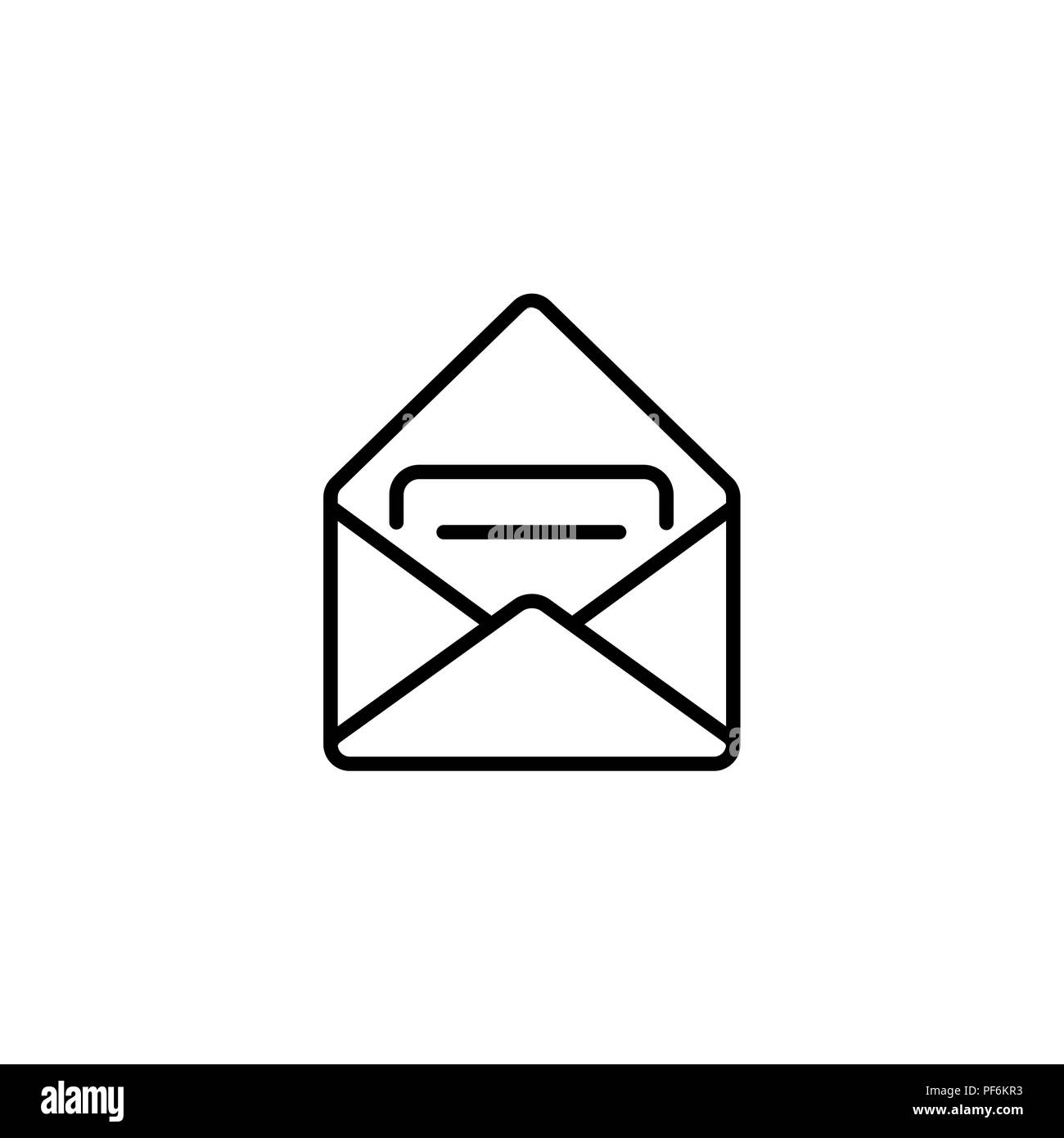 Web line icon. Received message black on white background Stock Vector