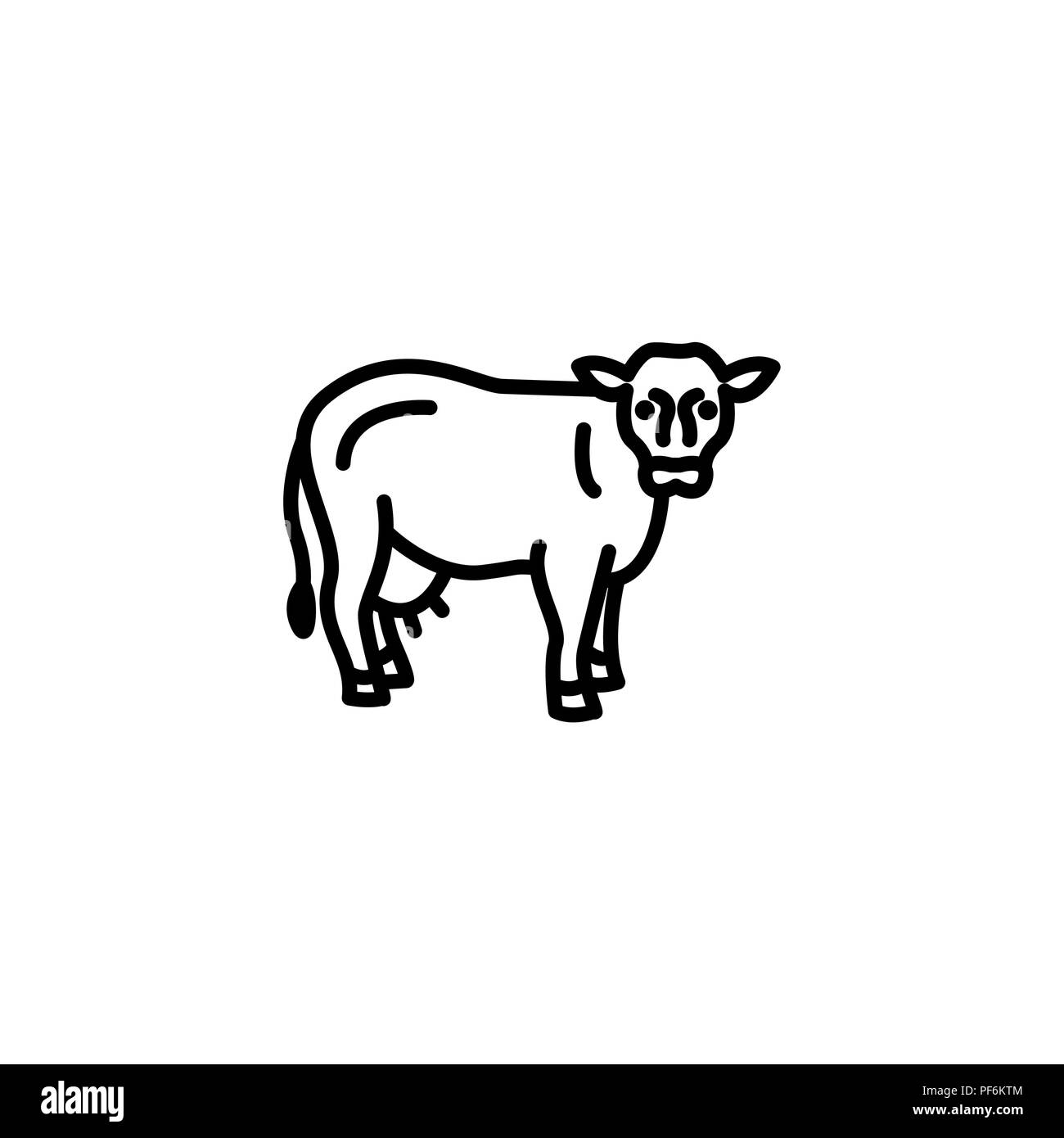 Web line icon. Cow, livestock black on white background Stock Vector
