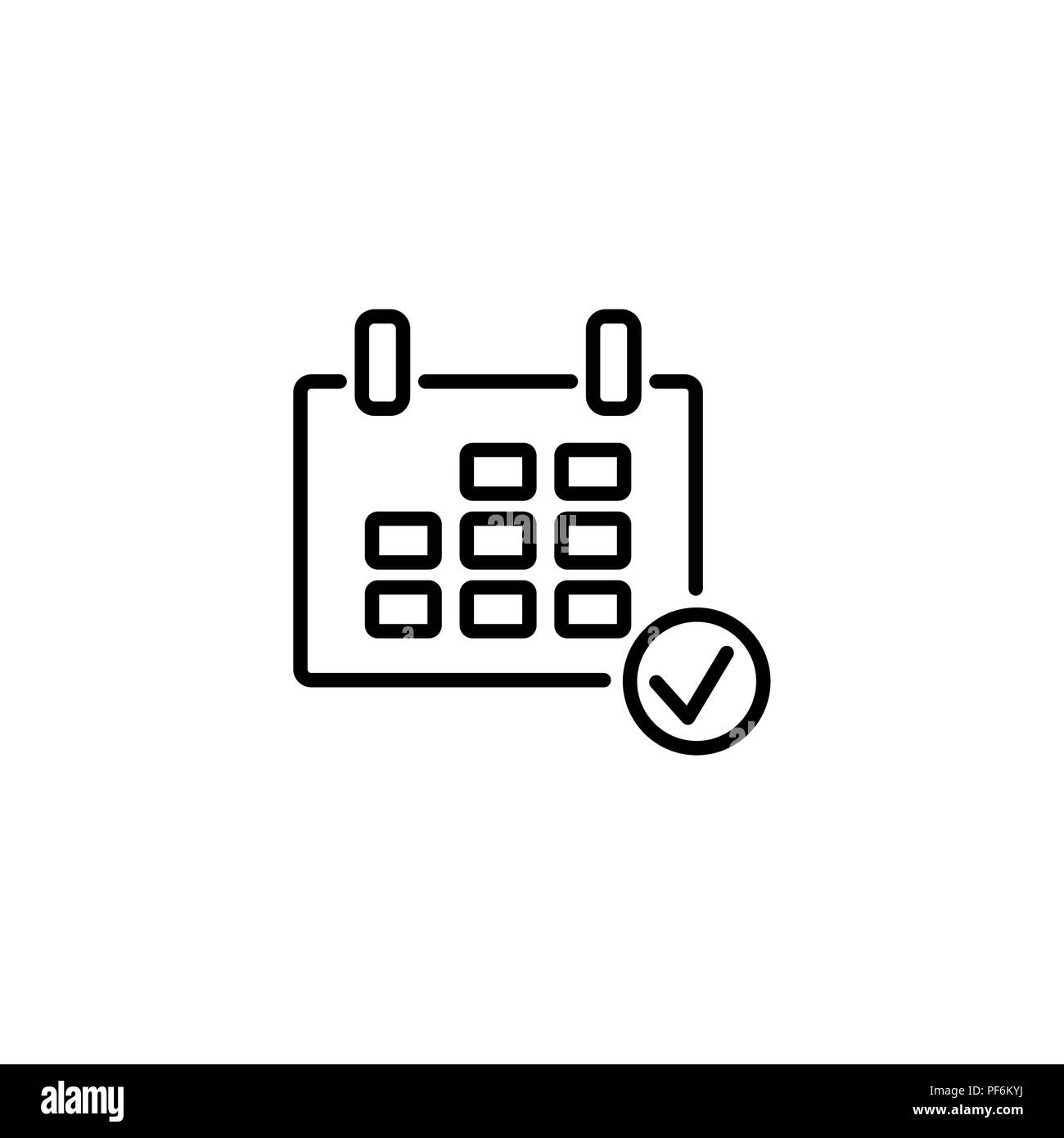 Web line icon. Calendar black on white background Stock Vector Image ...