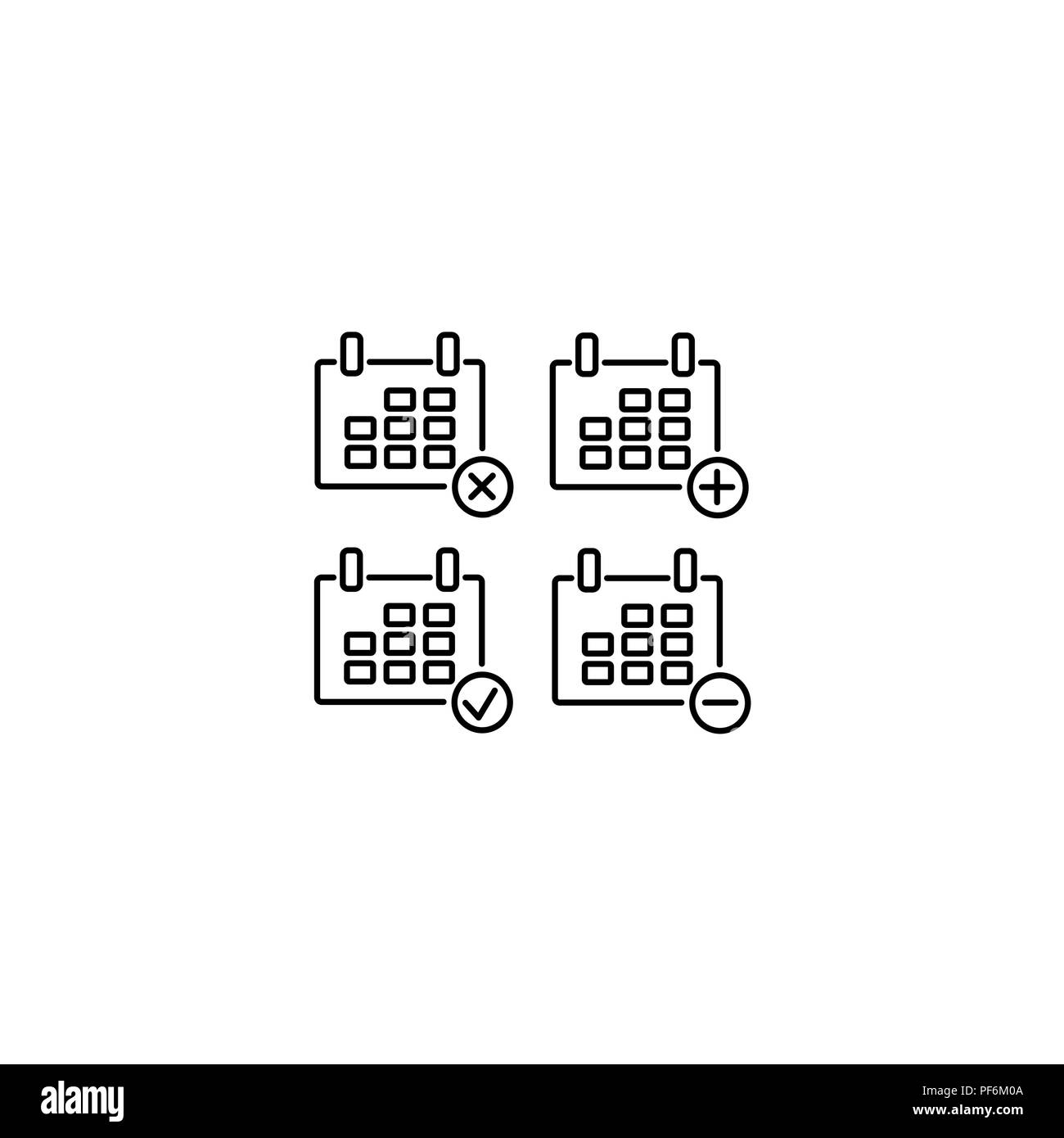 Web line icon. Calendar black on white background Stock Vector