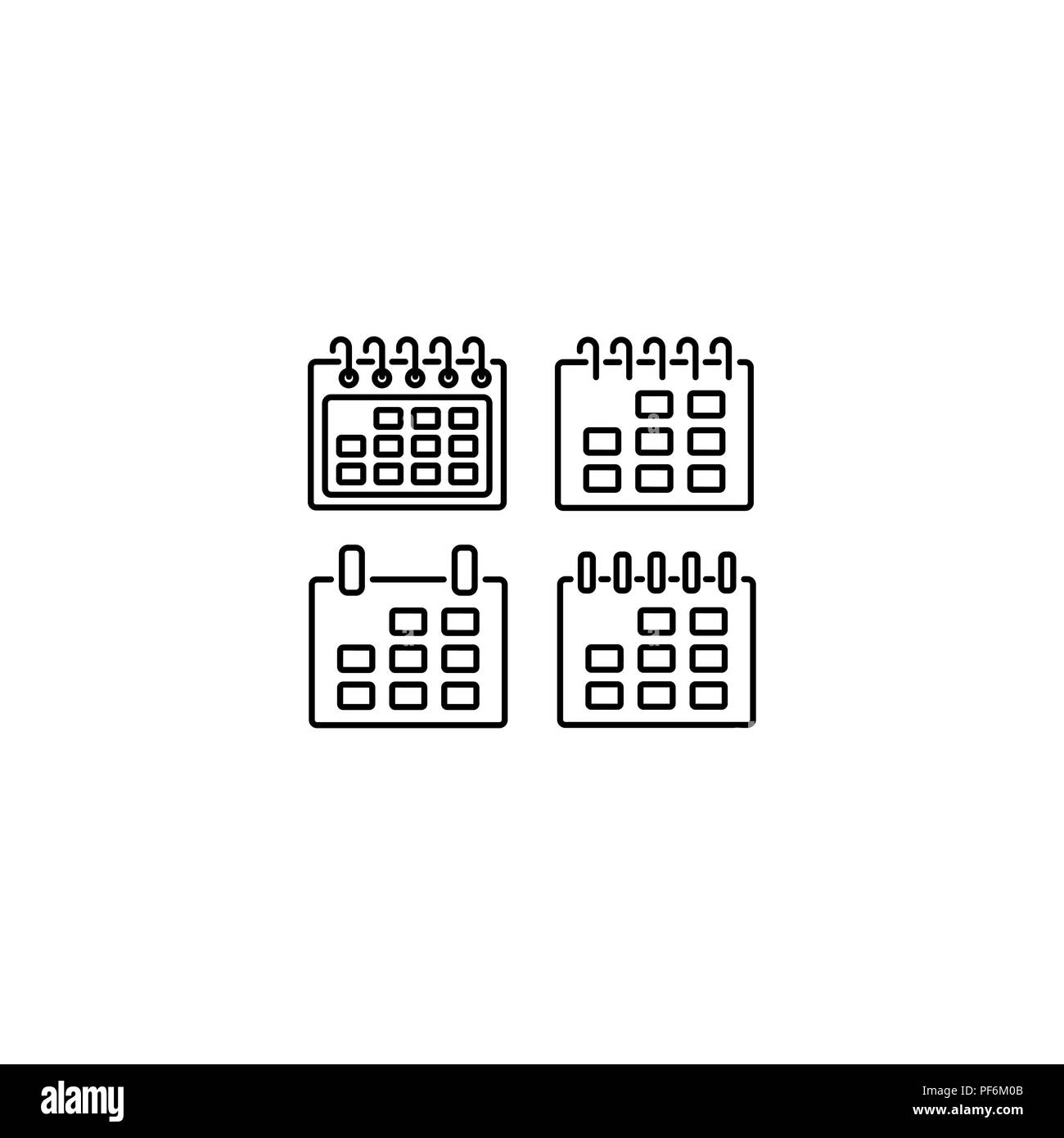 Web line icon. Calendar black on white background Stock Vector Image ...