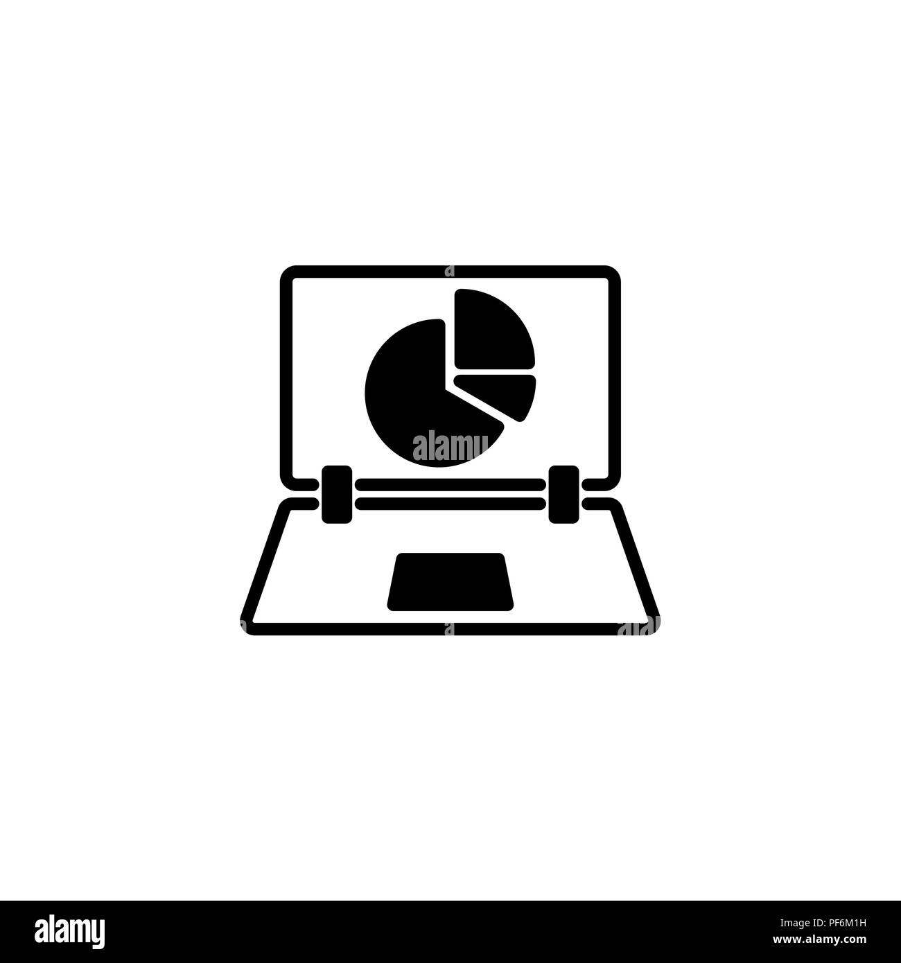 Web line icon. Laptop and pie-chart black on white background Stock ...