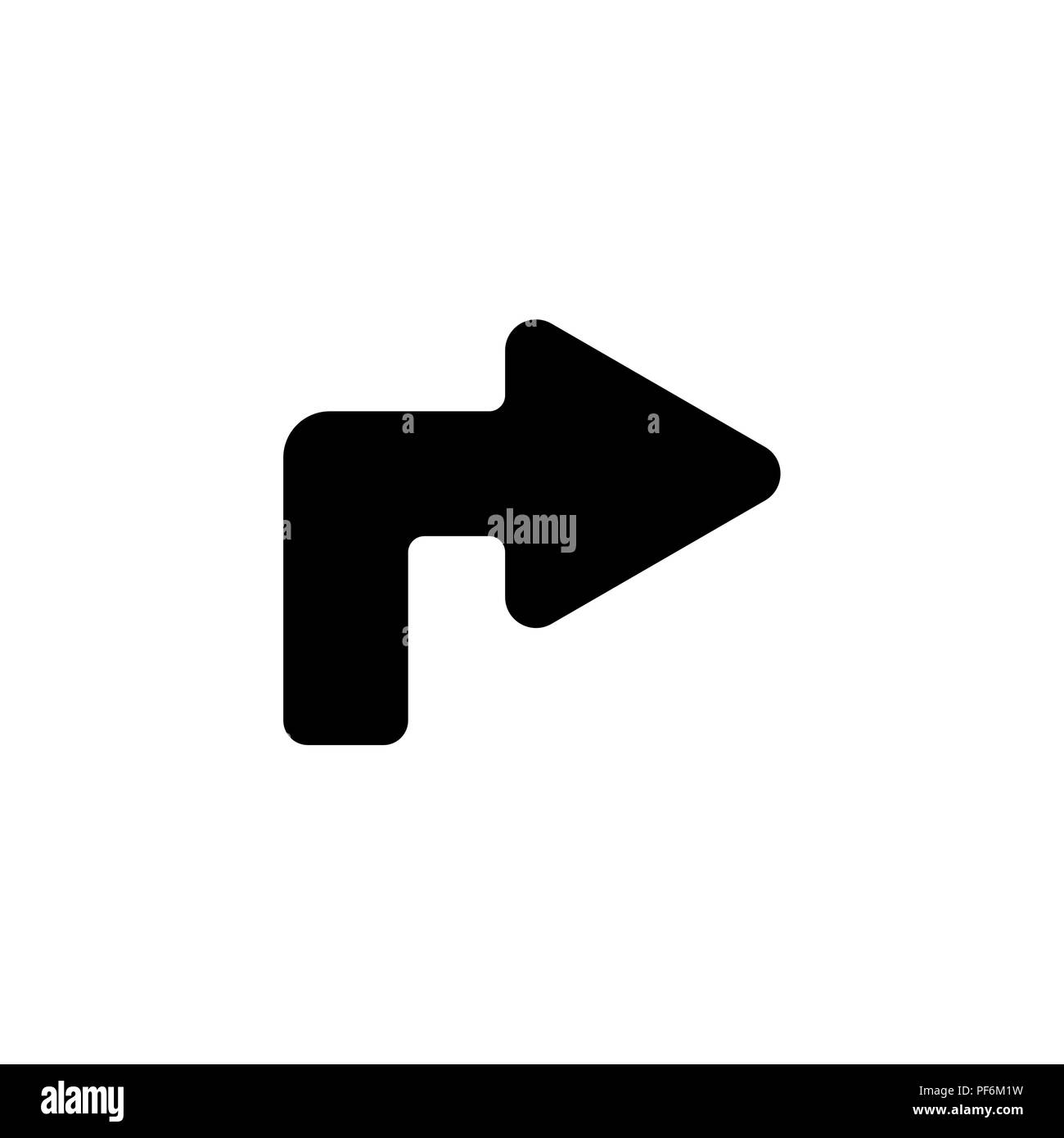 Web line icon. Arrow turning right black on white background Stock Vector