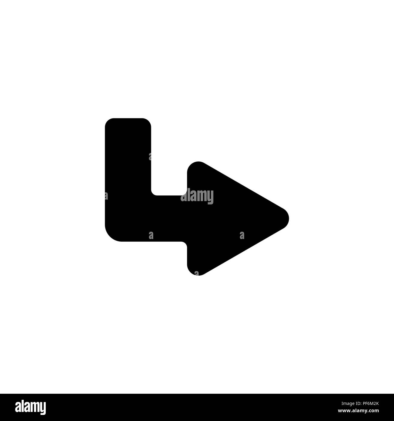 Web line icon. Arrow down - right black on white background Stock Vector