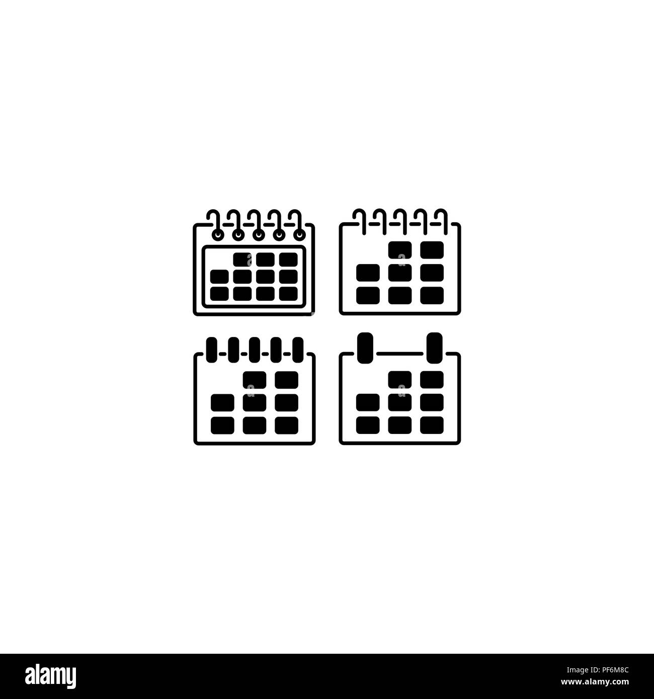 Web line icon. Calendar black on white background Stock Vector Image ...