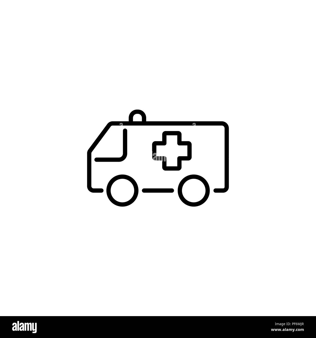 Web line icon. Ambulance black on white background Stock Vector