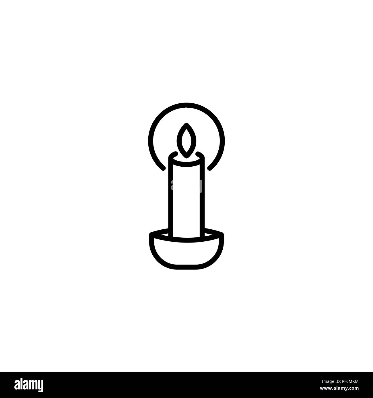 Web line icon. Candle black on white background Stock Vector
