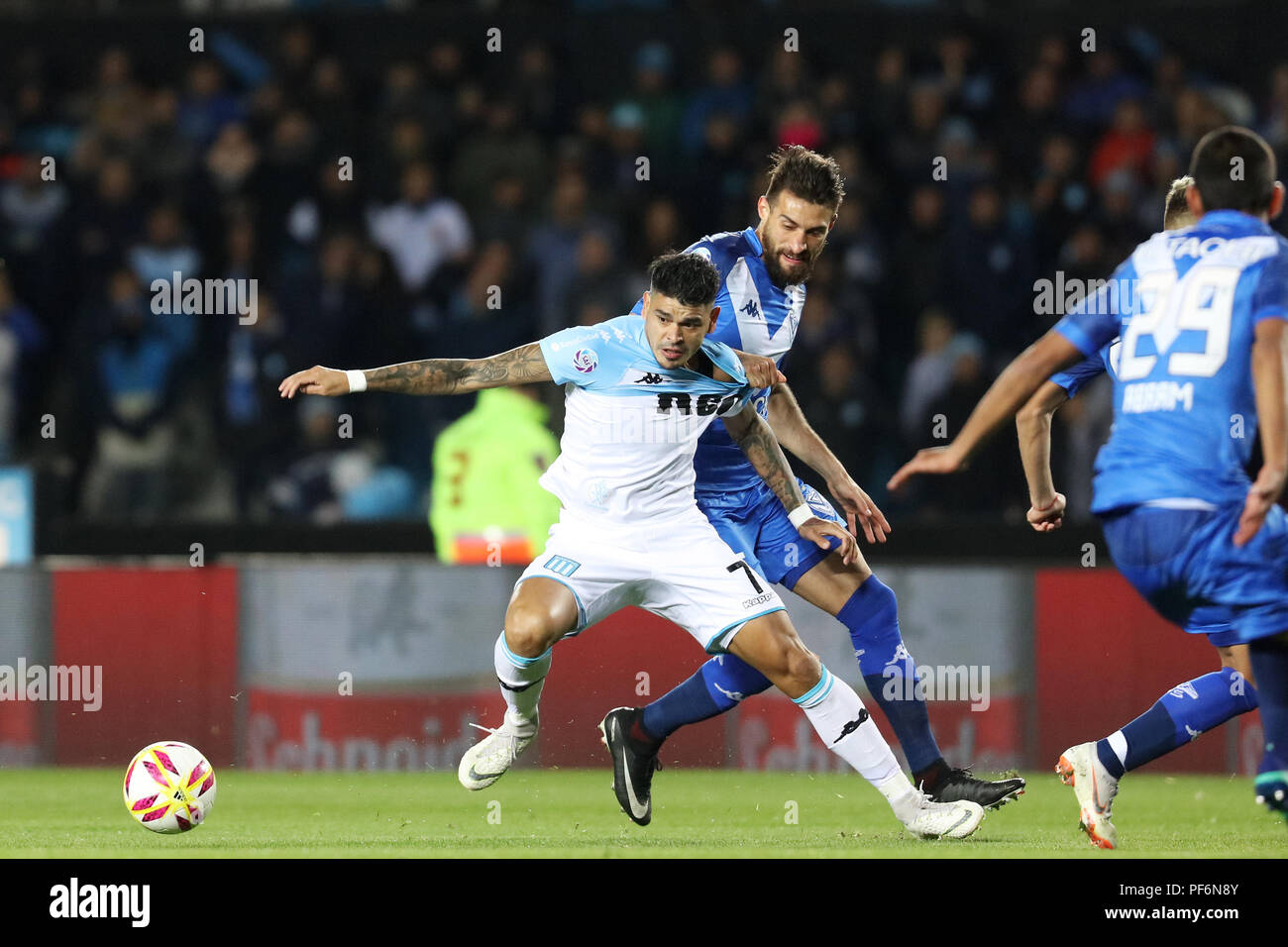 Buenos Aires Argentina August 2018 Gustavo Bou Racing Fighting The Posession Of The Ball On The Match Racing Velez Stock Photo Alamy