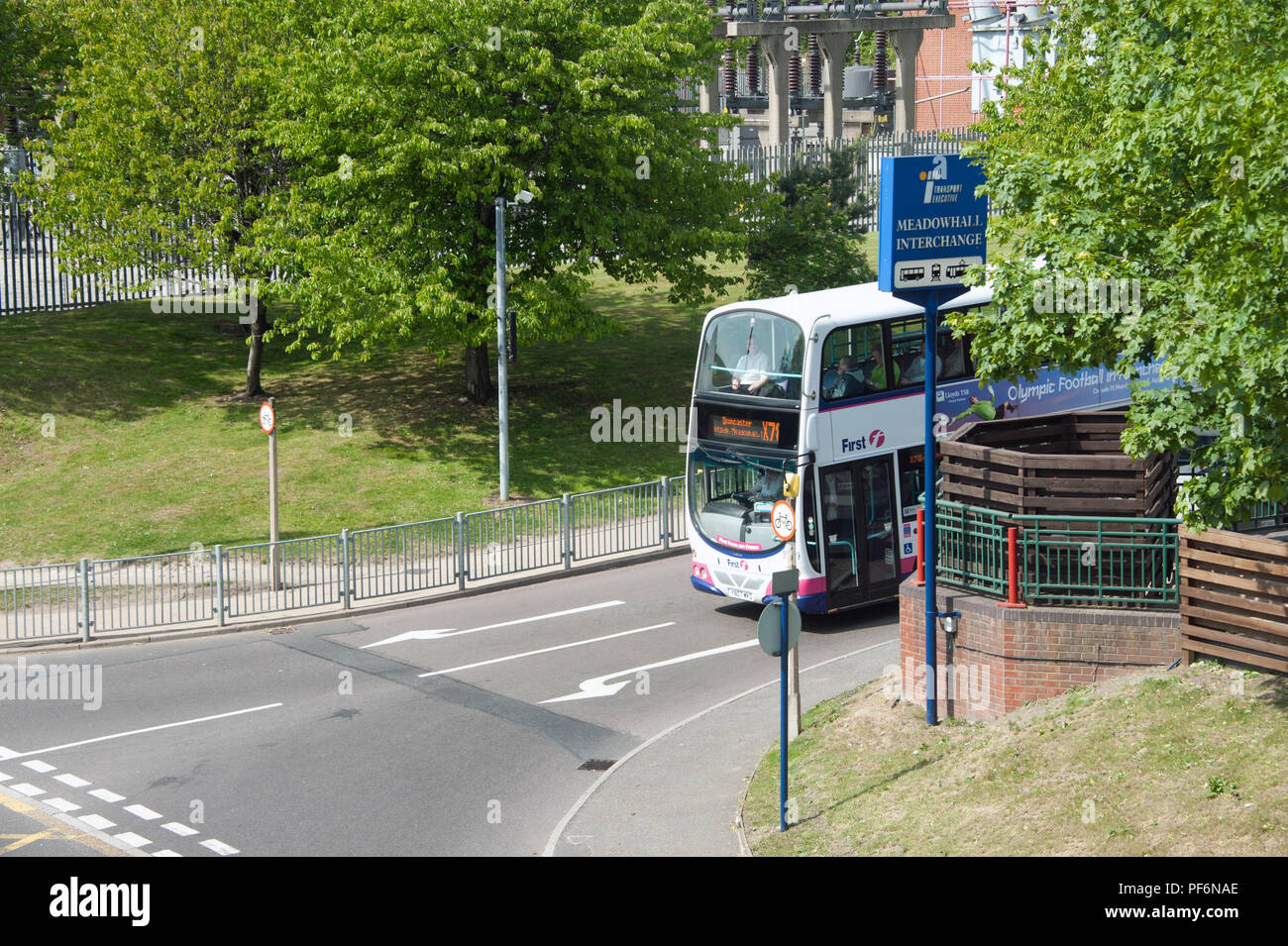 The Sheffield Meadowhall Interchange is the main hub for Sheffield transport,  buses, coaches and rail. Stock Photo