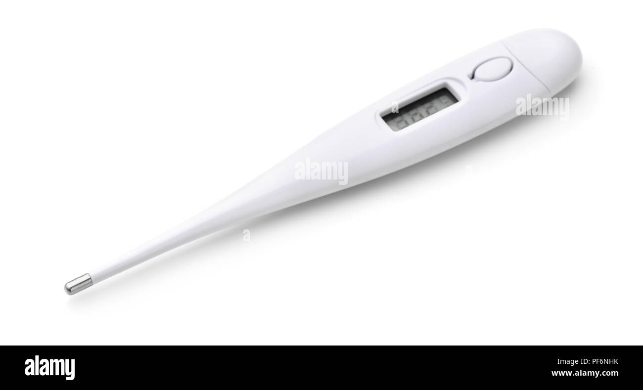 Electronic medical thermometer isolated on white Stock Photo