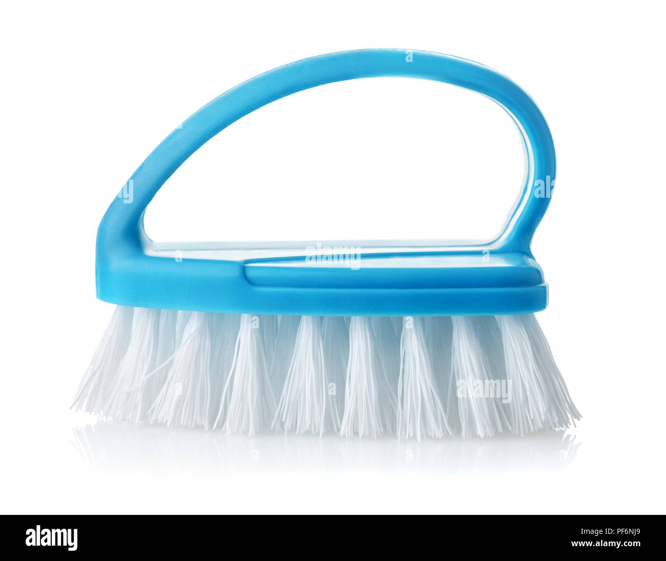 Side view of blue cleaning brush isolated on white Stock Photo