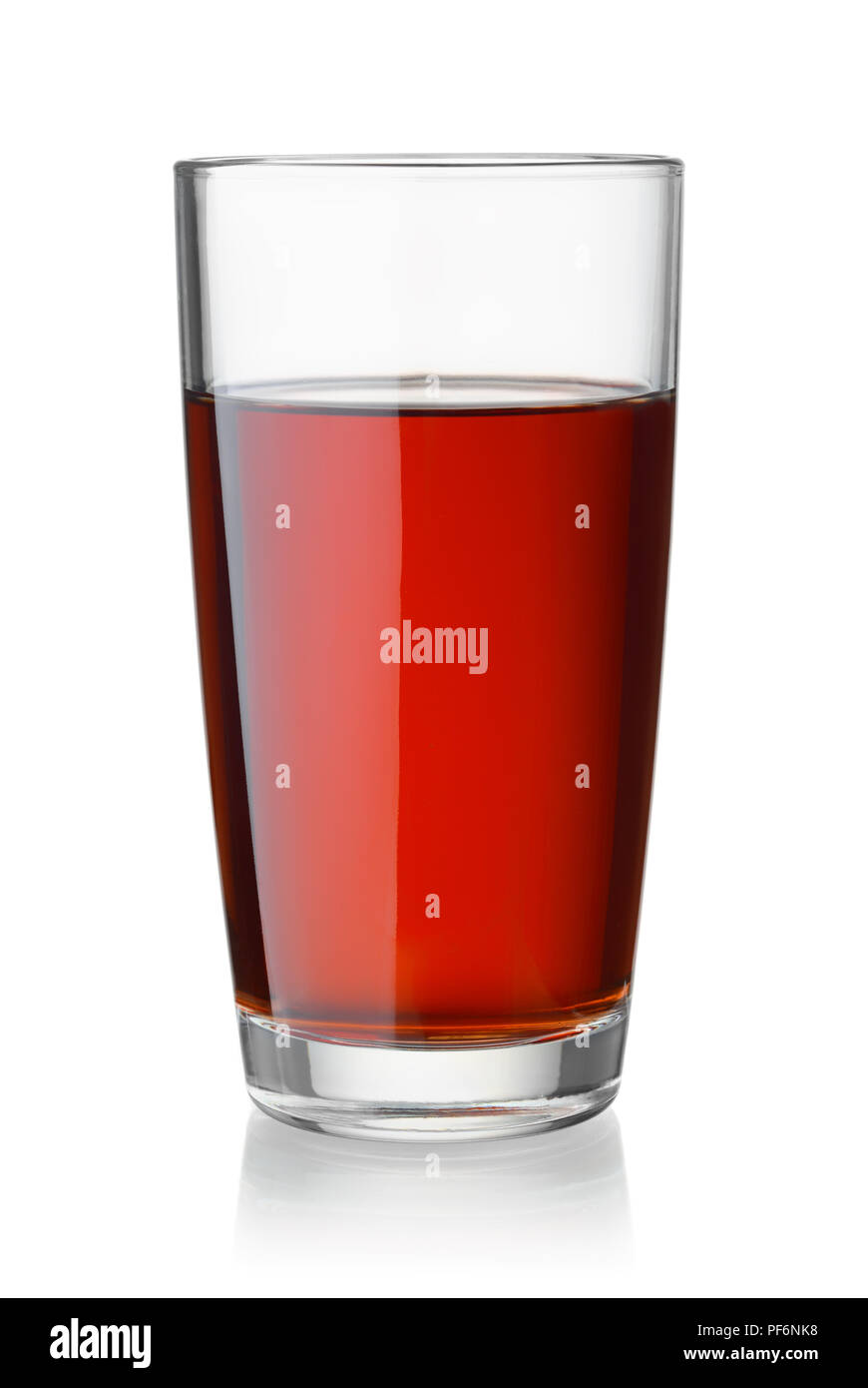 Front view of cherry juice glass isolated on white Stock Photo