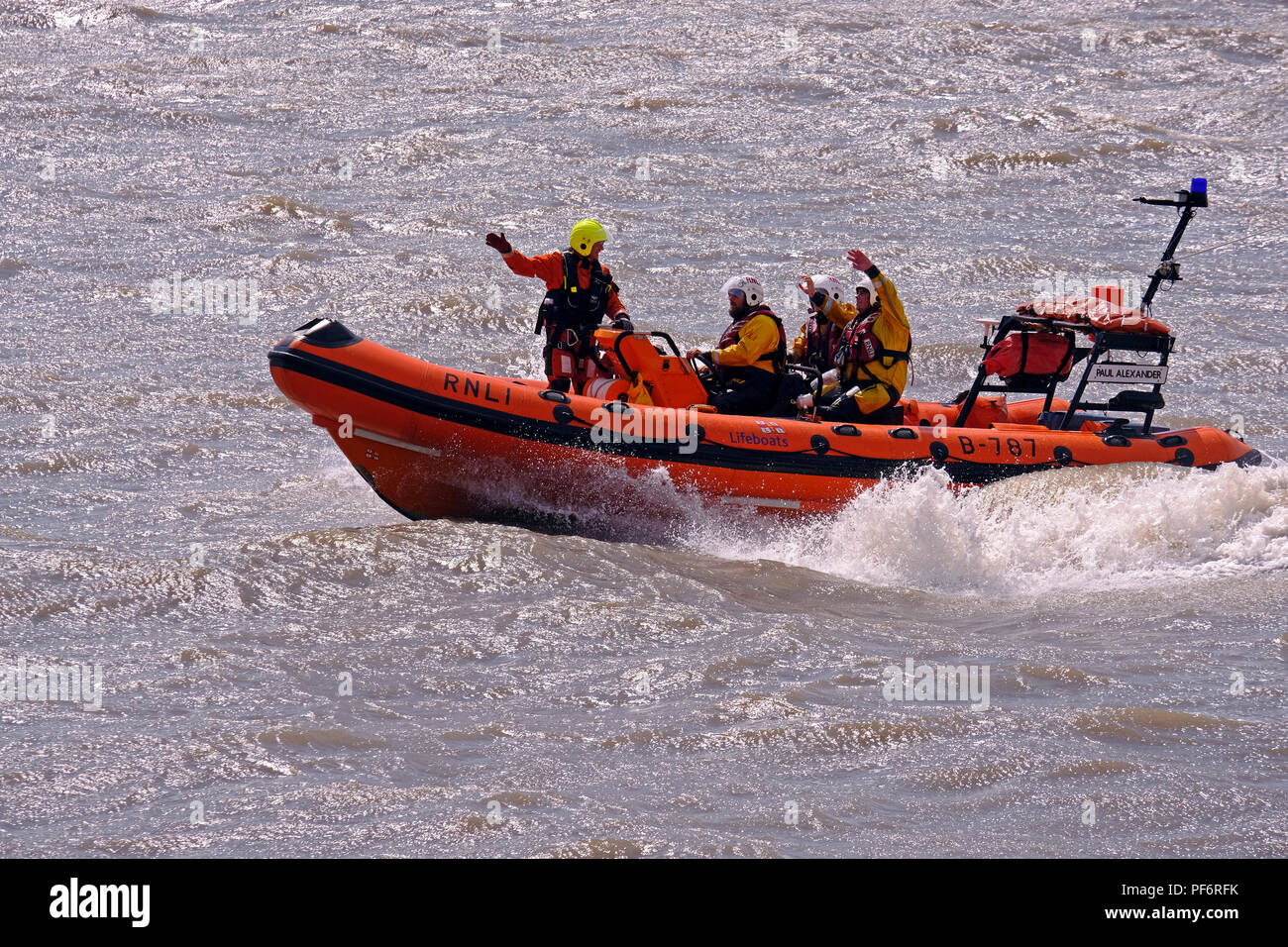 Weston-super-Mare, UK. 19th August, 2018. A lifeboat demonstrates rescue techniques at the annual RNLI open day. Credit: Keith Ramsey/Alamy Live News Stock Photo