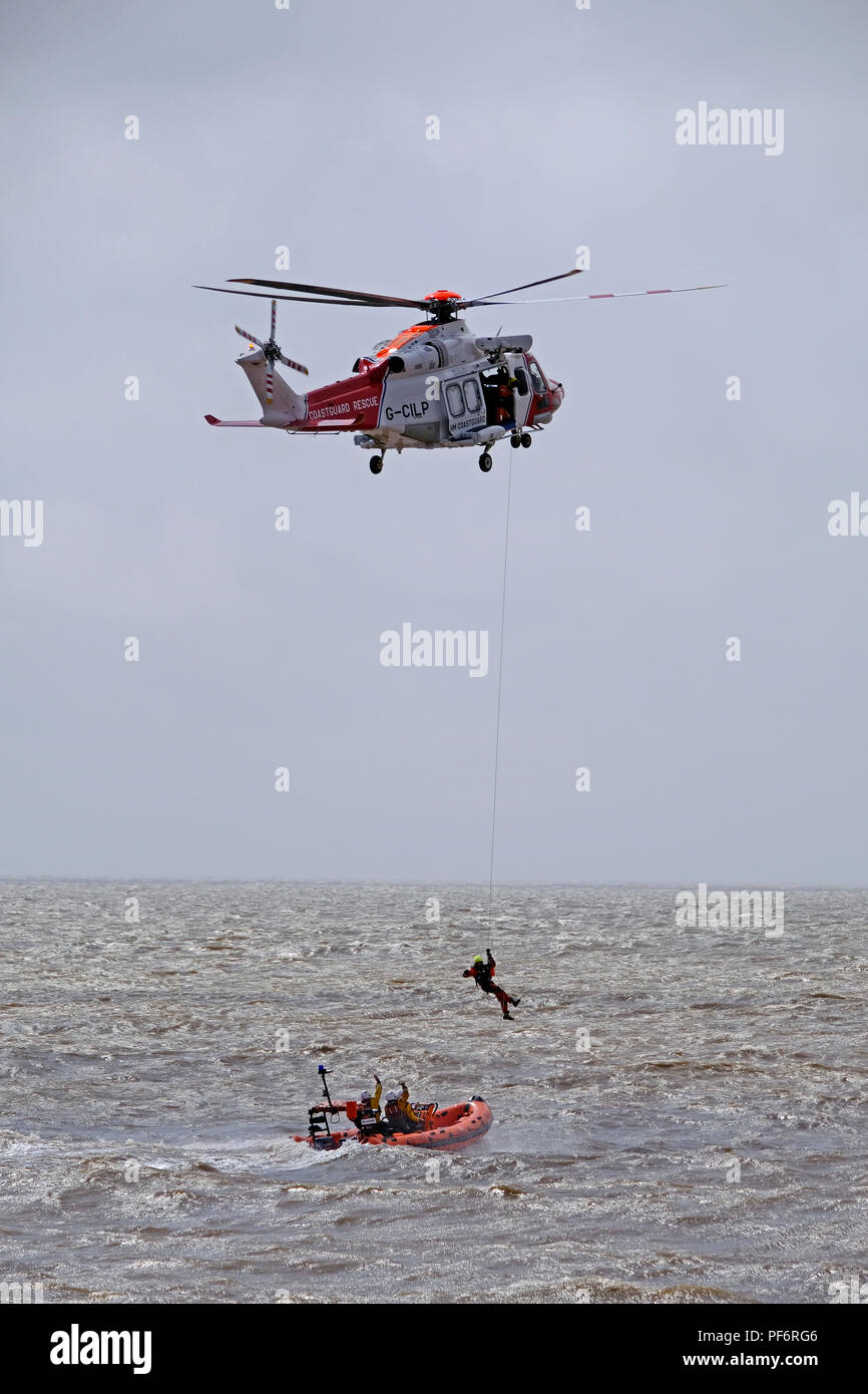 weston-super-mare-uk-19th-august-2018-a-lifeboat-and-a-coastguard