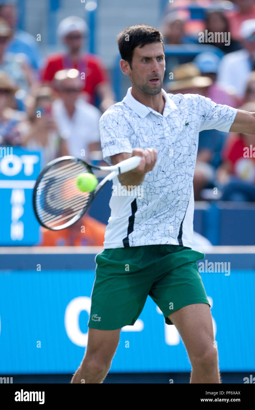 Cincinnati, OH, USA. Aug, 2018. Western and Southern Open Tennis, Cincinnati, OH - August 19, 2018 - Novak Djokovic in action against Roger Federer the finals of the and