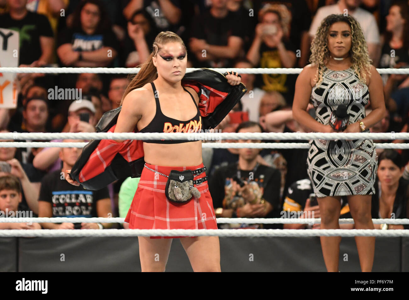 Brooklyn, NY, USA. 19th Aug, 2018. Ronda Rousey at WWE SummerSlam 2018 at The Barclays Center in Brooklyn, New York City on August 19, 2018. Credit: George Napolitano/Media Punch/Alamy Live News Stock Photo