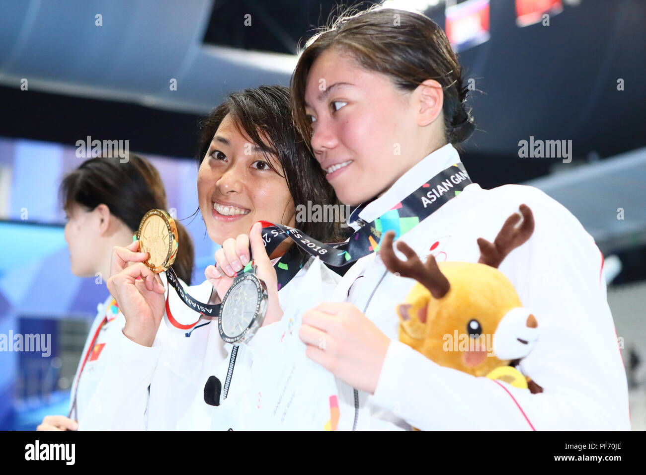 reona satomi Jakarta, Indonesia. 19th Aug, 2018. (L-R) Satomi Suzuki, Reona Aoki (JPN)  Swimming : Women's 100m Breaststroke Medal Ceremony at Gelora Bung Karno  Aquatic Center during the 2018 Jakarta Palembang Asian Games in