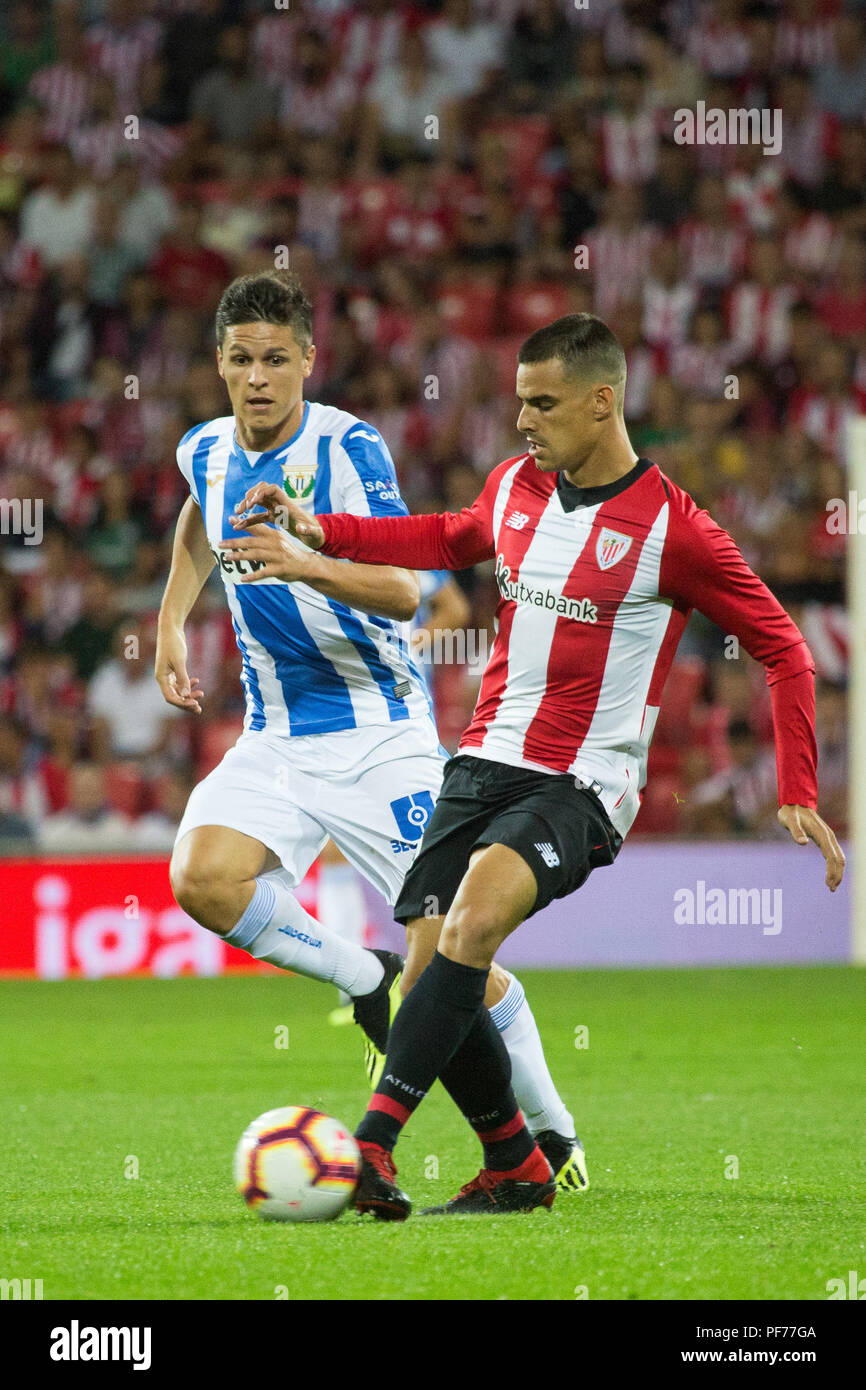 Bilbao, Spain. August 20, 2018 - Dani Garcia of Athletic Club and Carrillo of CD Leganes in action during the match played in San Mames Stadium between Athletic Club and CD Leganés in Bilbao, Spain, at Ago. 20th 2018. Credit: AFP7/ZUMA Wire/Alamy Live News Stock Photo