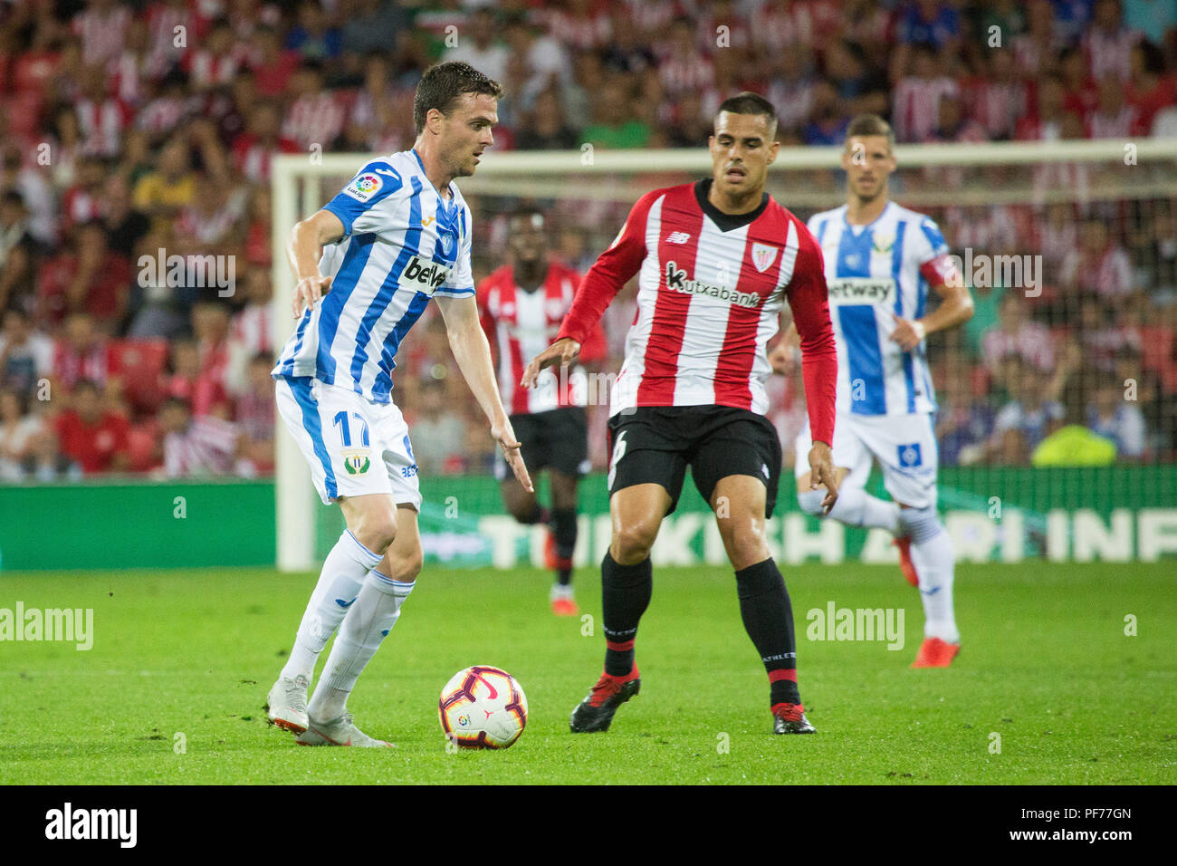 Bilbao, Spain. August 20, 2018 - Dani Garcia of Athletic Club and Eraso of CD Leganes in action during the match played in San Mames Stadium between Athletic Club and CD Leganés in Bilbao, Spain, at Ago. 20th 2018. Credit: AFP7/ZUMA Wire/Alamy Live News Stock Photo