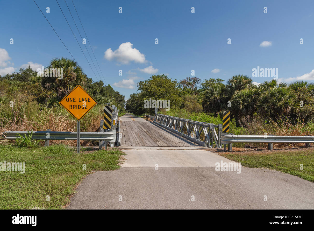 One Lane Wooden Bridge Apopka, Florida Stock Photo