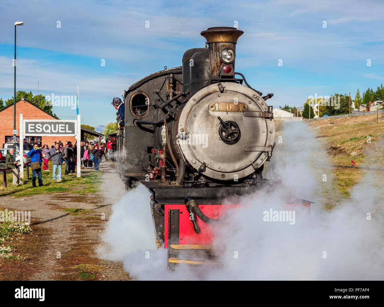 Old Patagonian Express La Trochita, steam train, Esquel Train Station, Chubut Province, Patagonia, Argentina Stock Photo