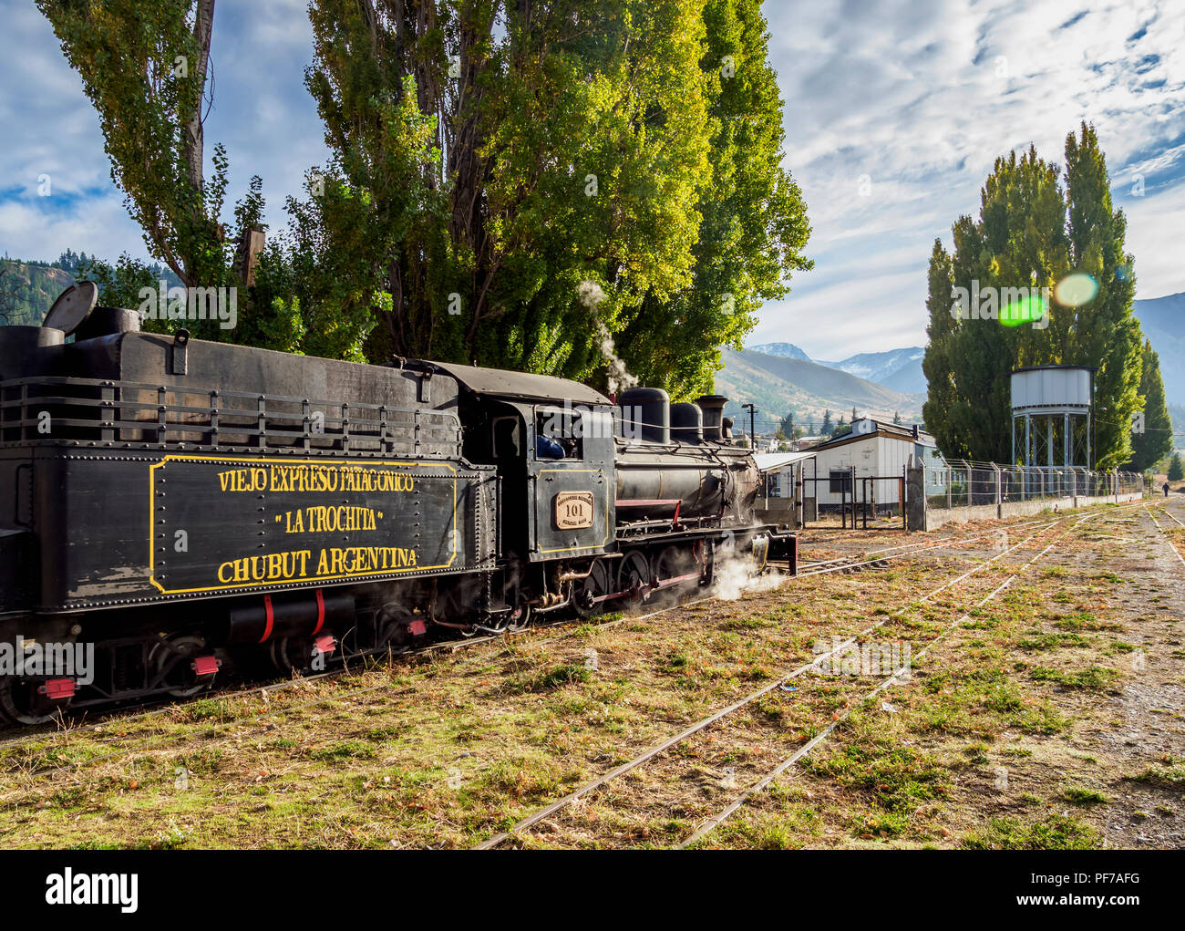 Old Patagonian Express La Trochita, steam train, Esquel Train Station, Chubut Province, Patagonia, Argentina Stock Photo